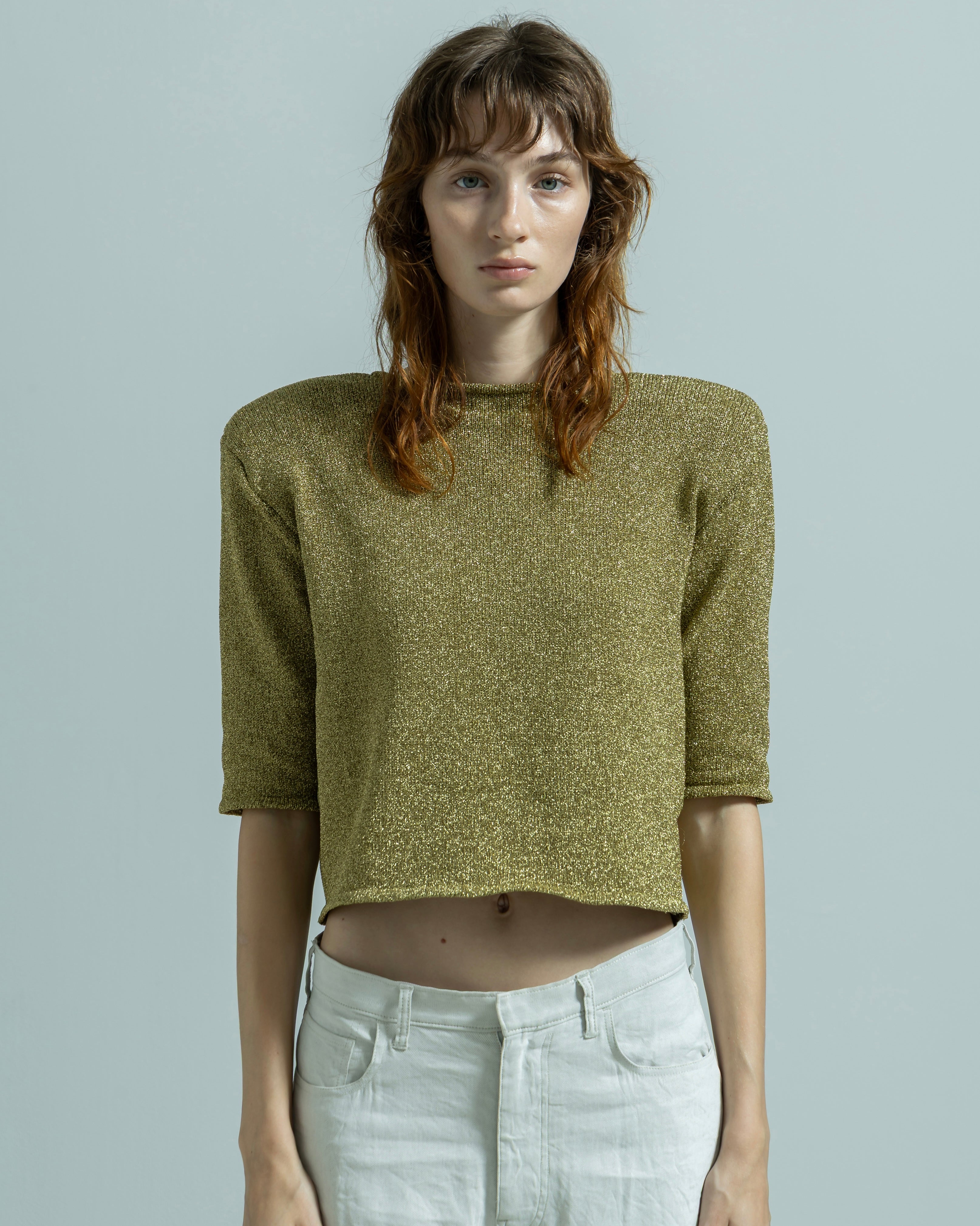 POWER SHOULDER HALF SLEEVE KNIT PULLOVER(パワーショルダーハーフスリーブニットプルオーバー)|BIYOMA(ビヨーマ)OFFICIAL ONLINE STORE