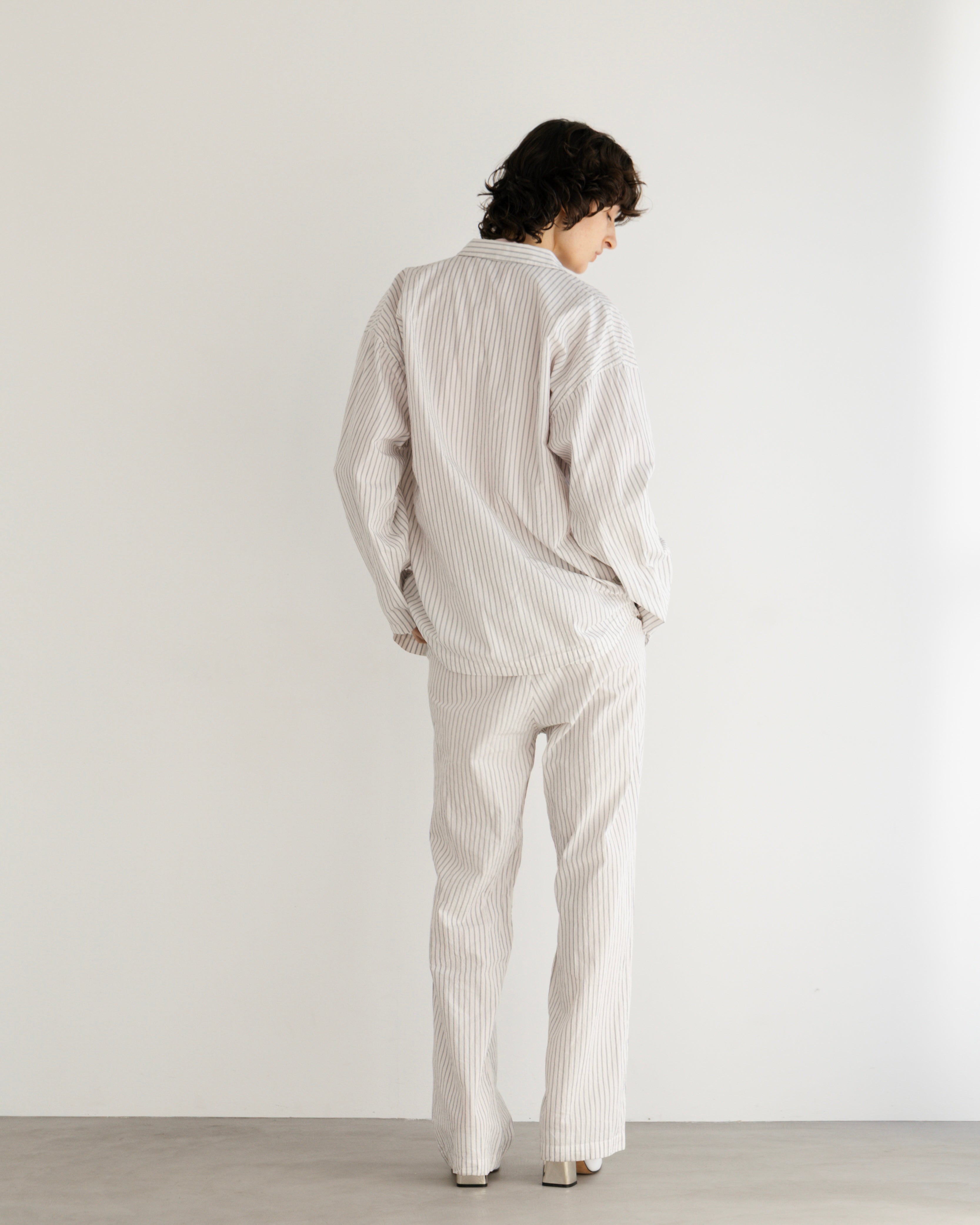 COTTON STRIPE OPEN COLLAR SHIRT(コットンストライプオープンカラーシャツ)|BIYOMA(ビヨーマ)OFFICIAL ONLINE STORE