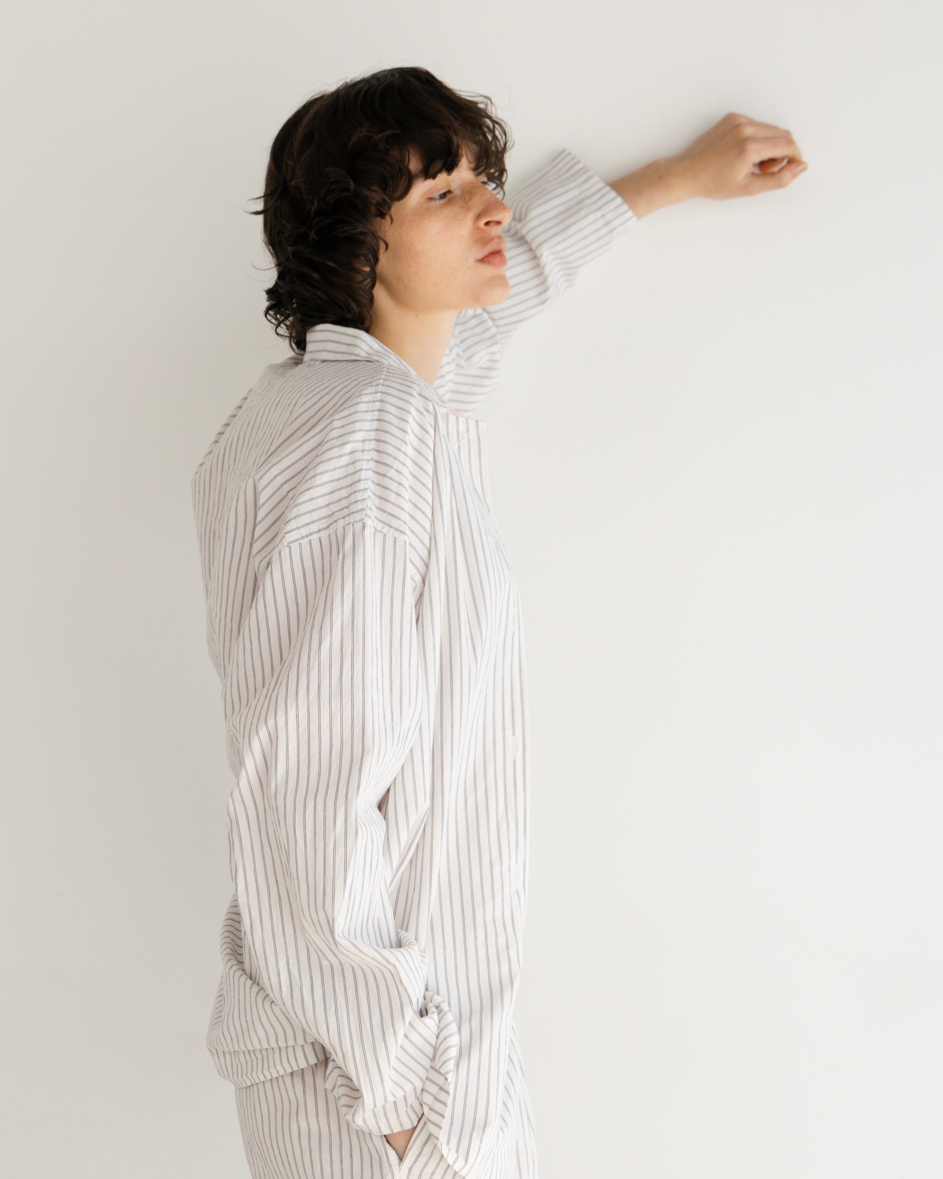 COTTON STRIPE OPEN COLLAR SHIRT(コットンストライプオープンカラーシャツ)|BIYOMA(ビヨーマ)OFFICIAL ONLINE STORE