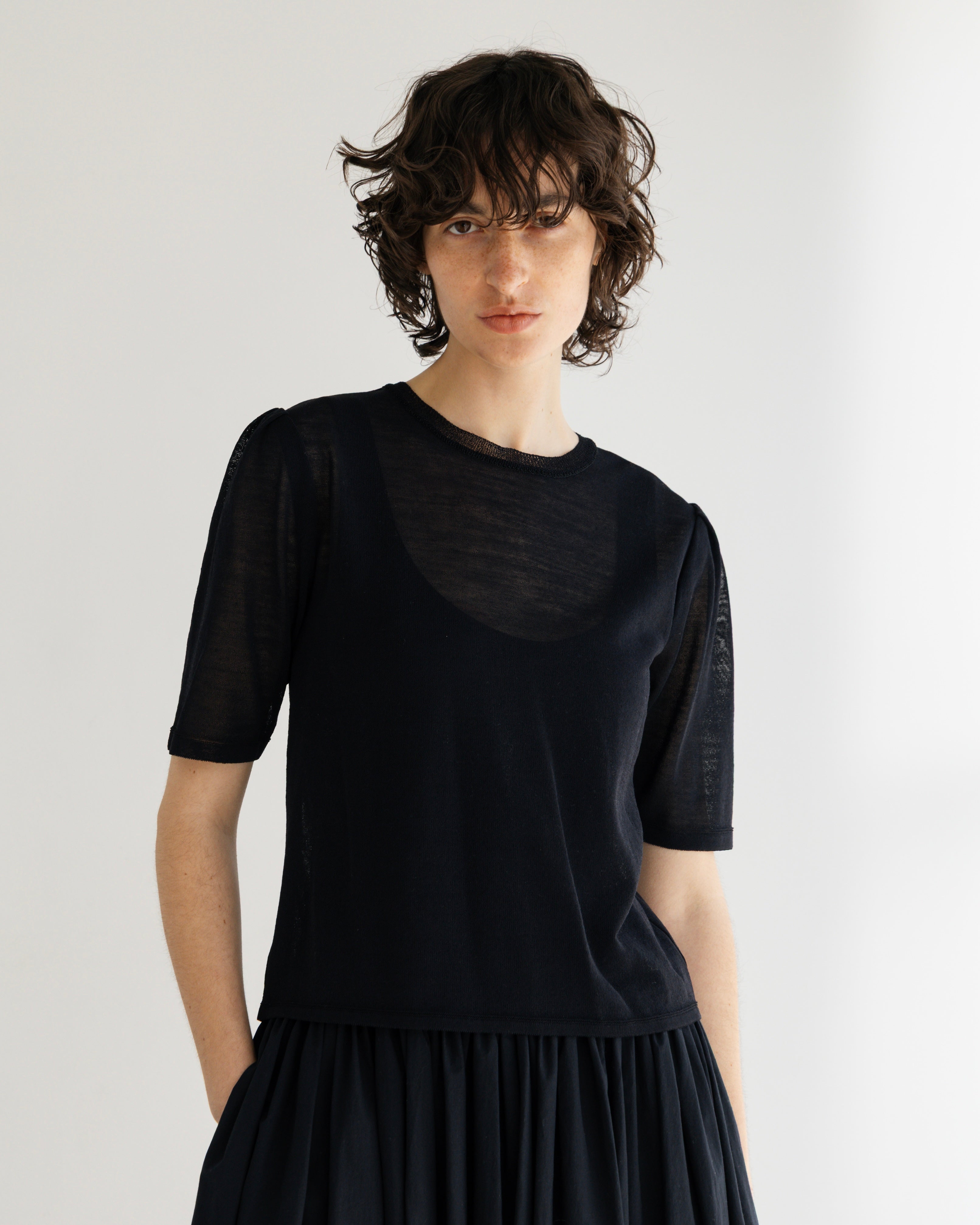 WOOL NYLON SHORT SLEEVE KNIT PULLOVER(ウールナイロンショートスリーブニットプルオーバー)|BIYOMA(ビヨーマ)OFFICIAL ONLINE STORE