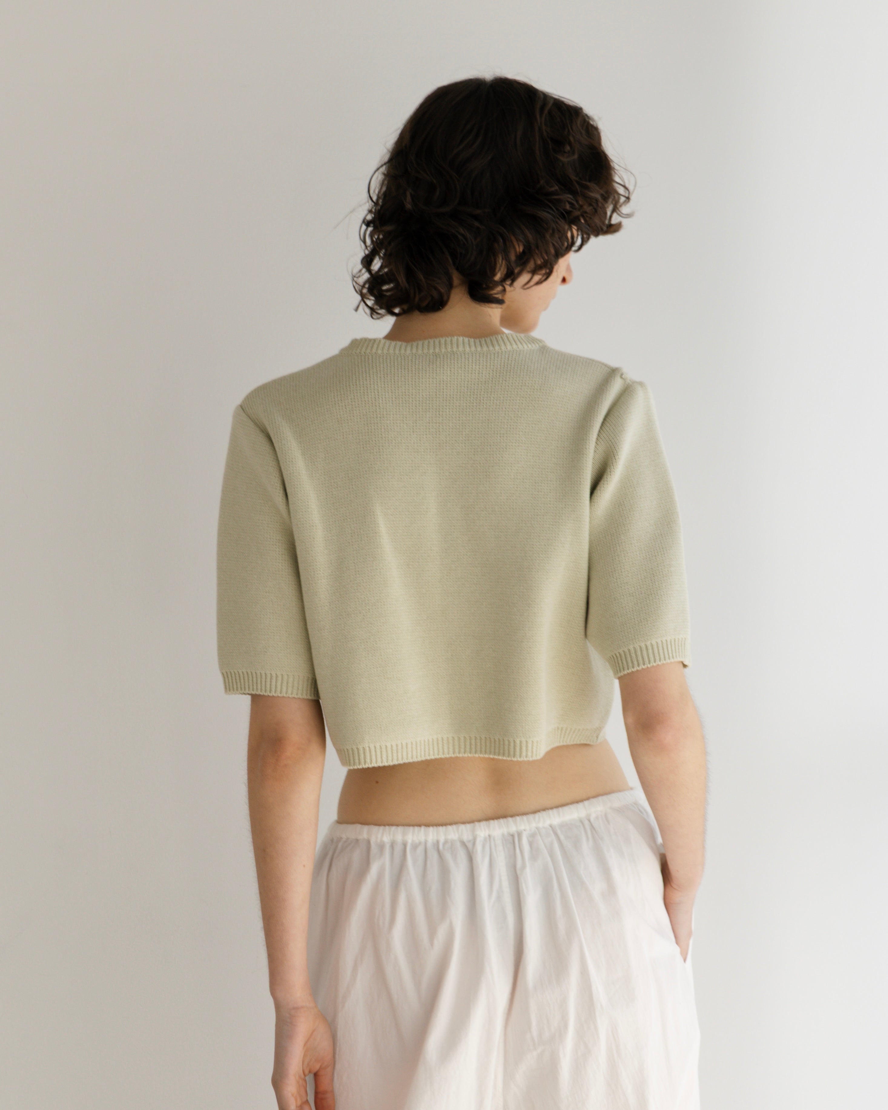 COTTON ACRYLIC SHORT SLEEVE KNIT CARDIGAN(コットンアクリルショートスリーブニットカーディガン)|BIYOMA(ビヨーマ)OFFICIAL ONLINE STORE