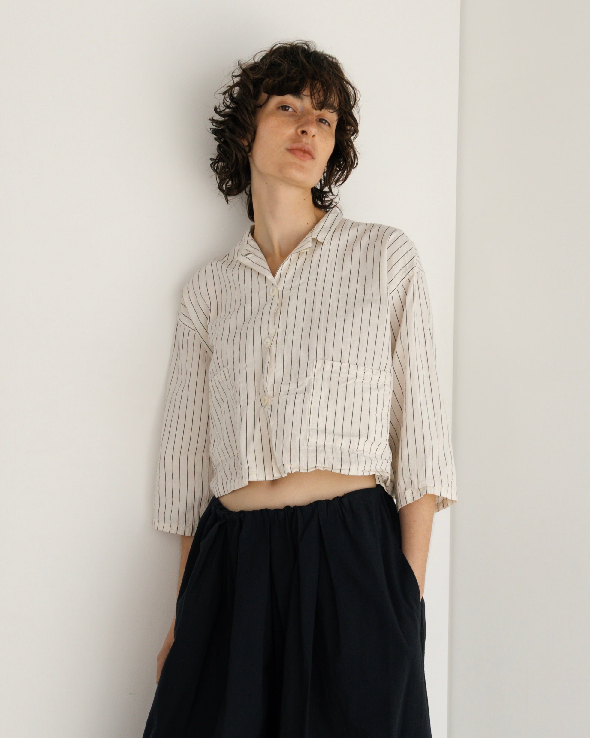COTTON LINEN STRIPE W POCKET SHIRT(コットンリネンストライプダブルポケットシャツ)|BIYOMA(ビヨーマ)OFFICIAL ONLINE STORE