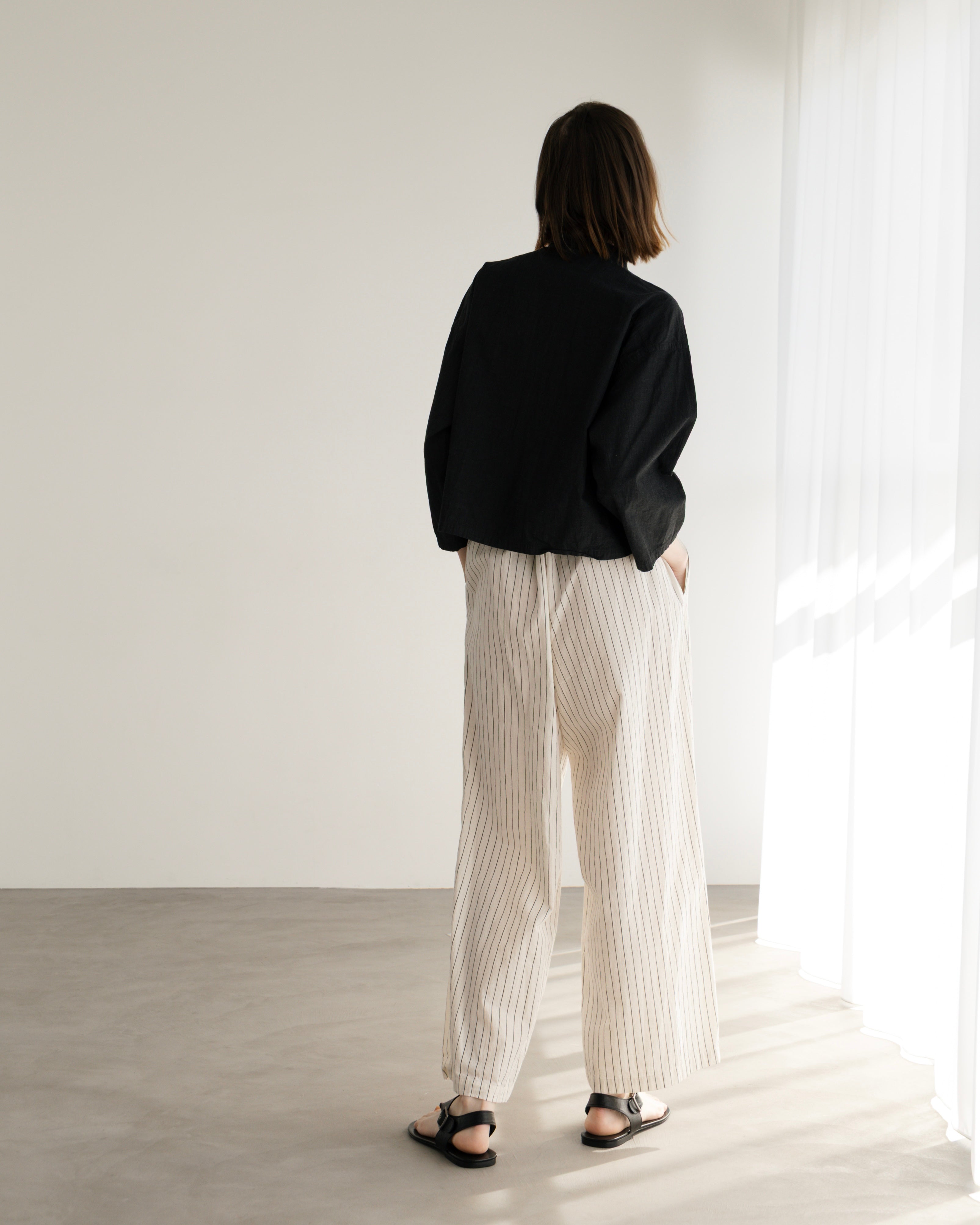 COTTON STRIPE OPEN COLLAR SHIRT(コットンストライプオープンカラーシャツ)|BIYOMA(ビヨーマ)OFFICIAL ONLINE STORE