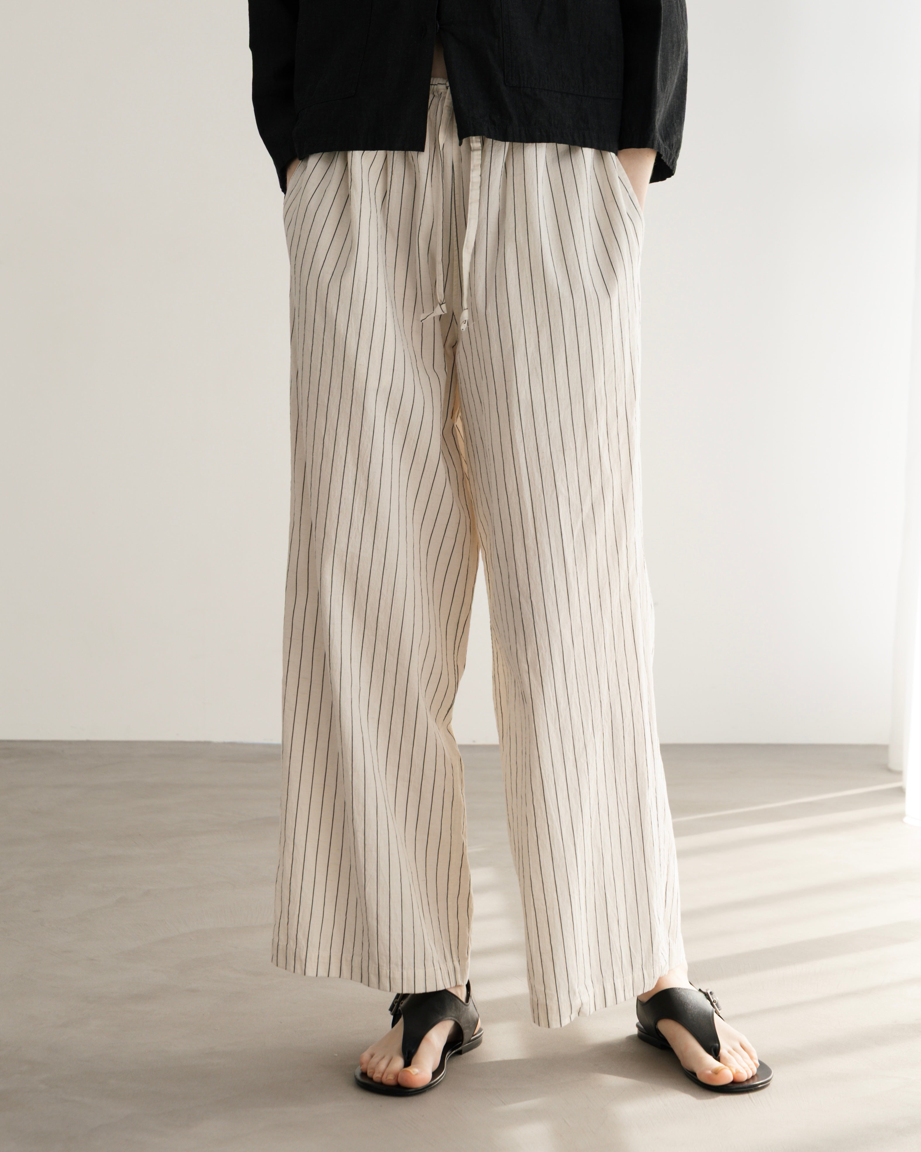COTTON STRIPE OPEN COLLAR SHIRT(コットンストライプオープンカラーシャツ)|BIYOMA(ビヨーマ)OFFICIAL ONLINE STORE