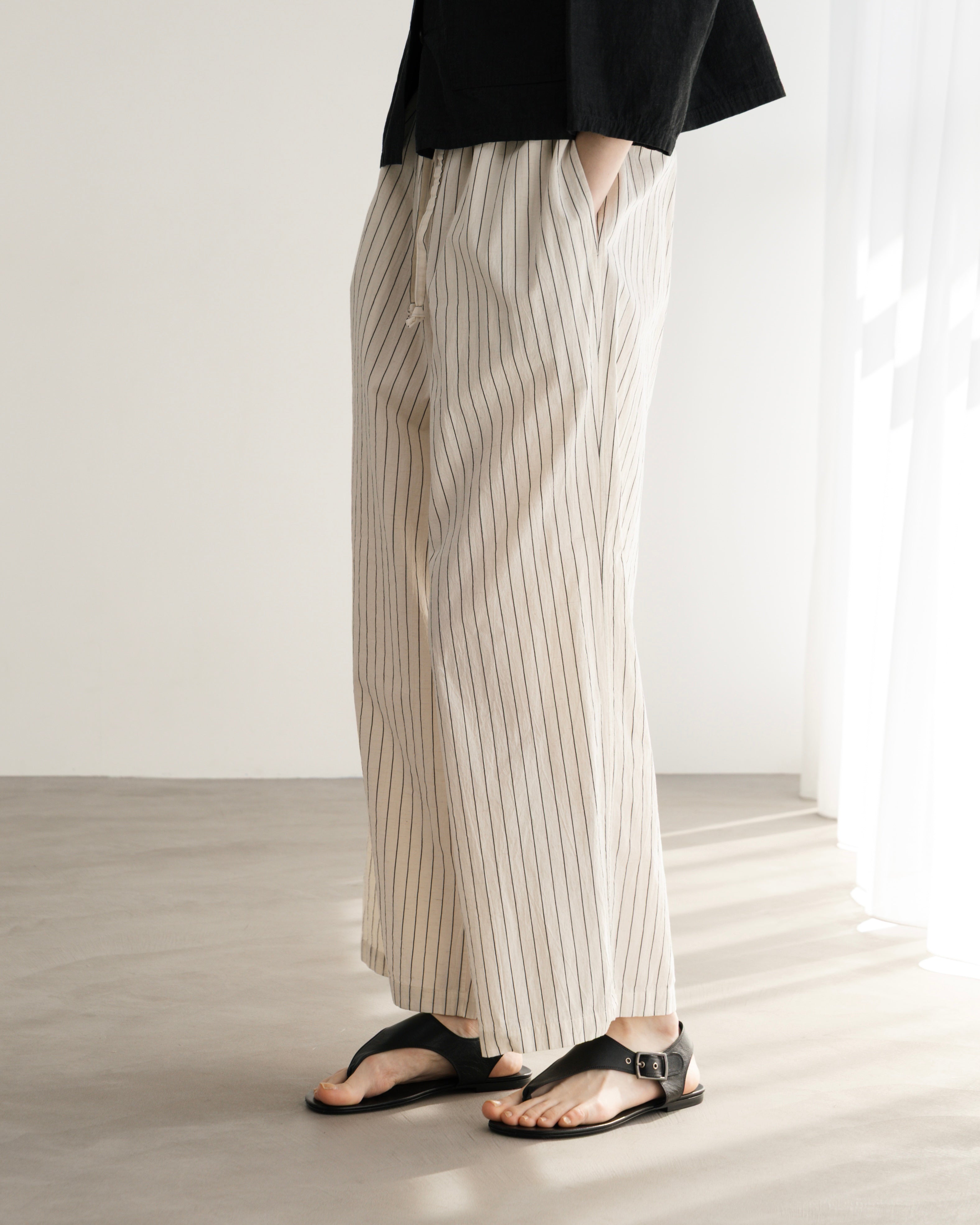 COTTON STRIPE OPEN COLLAR SHIRT(コットンストライプオープンカラーシャツ)|BIYOMA(ビヨーマ)OFFICIAL ONLINE STORE