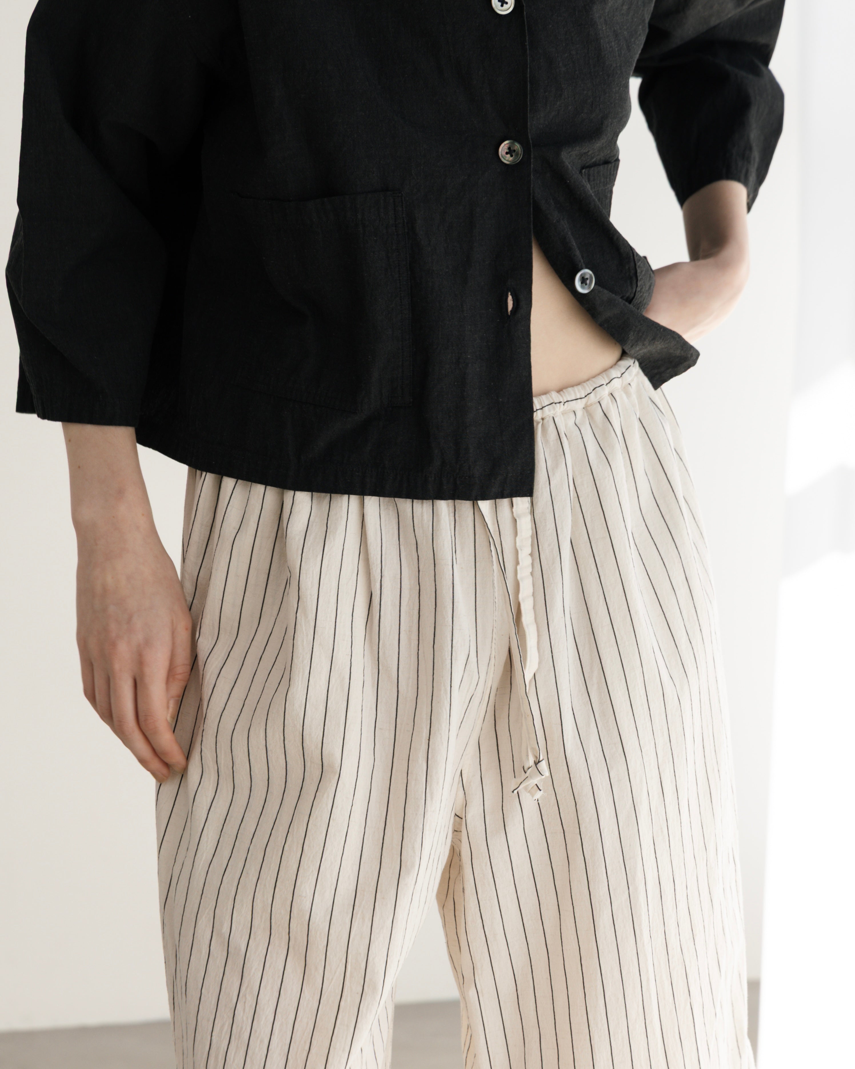 COTTON STRIPE OPEN COLLAR SHIRT(コットンストライプオープンカラーシャツ)|BIYOMA(ビヨーマ)OFFICIAL ONLINE STORE