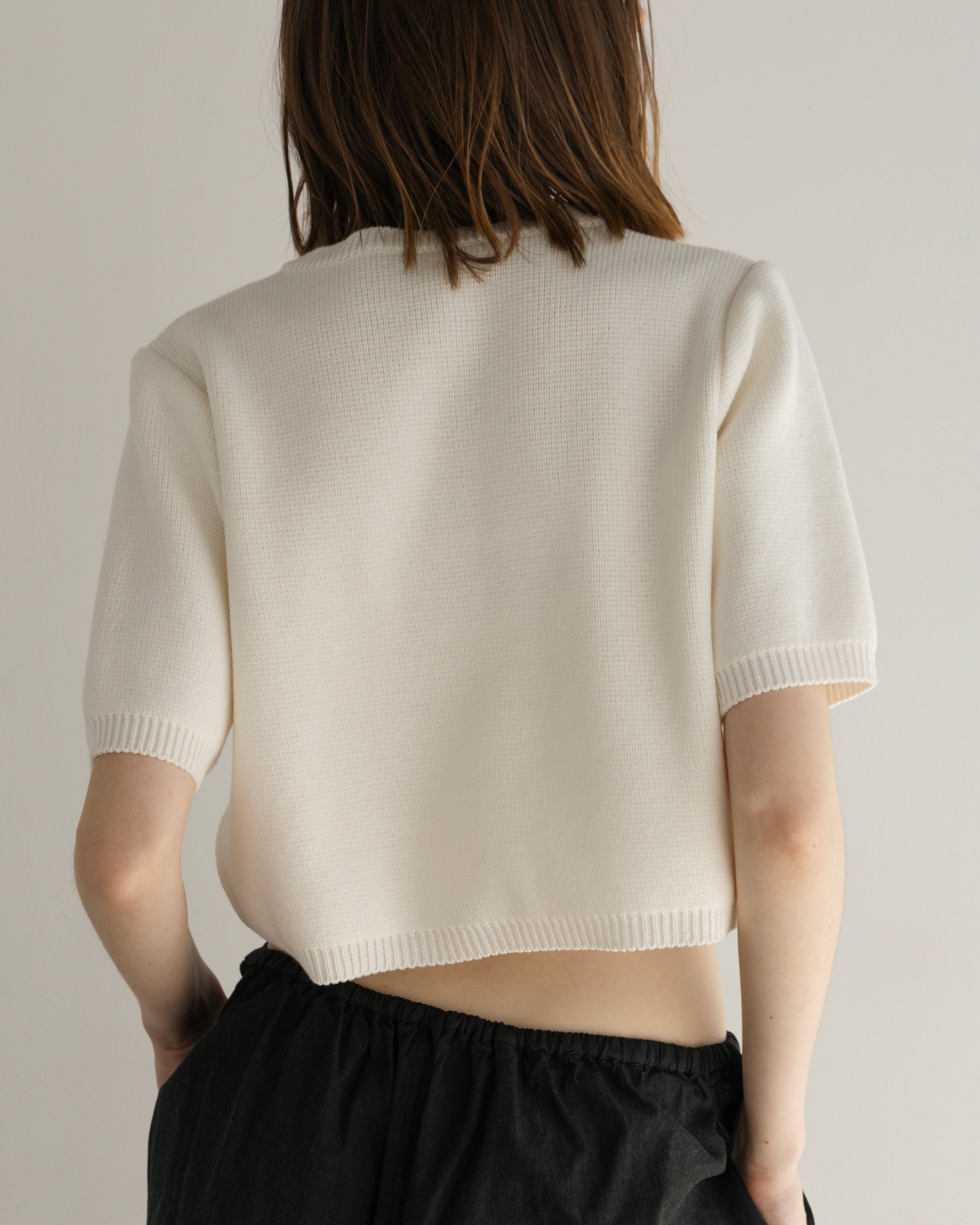 COTTON ACRYLIC SHORT SLEEVE KNIT CARDIGAN(コットンアクリルショートスリーブニットカーディガン)|BIYOMA(ビヨーマ)OFFICIAL ONLINE STORE
