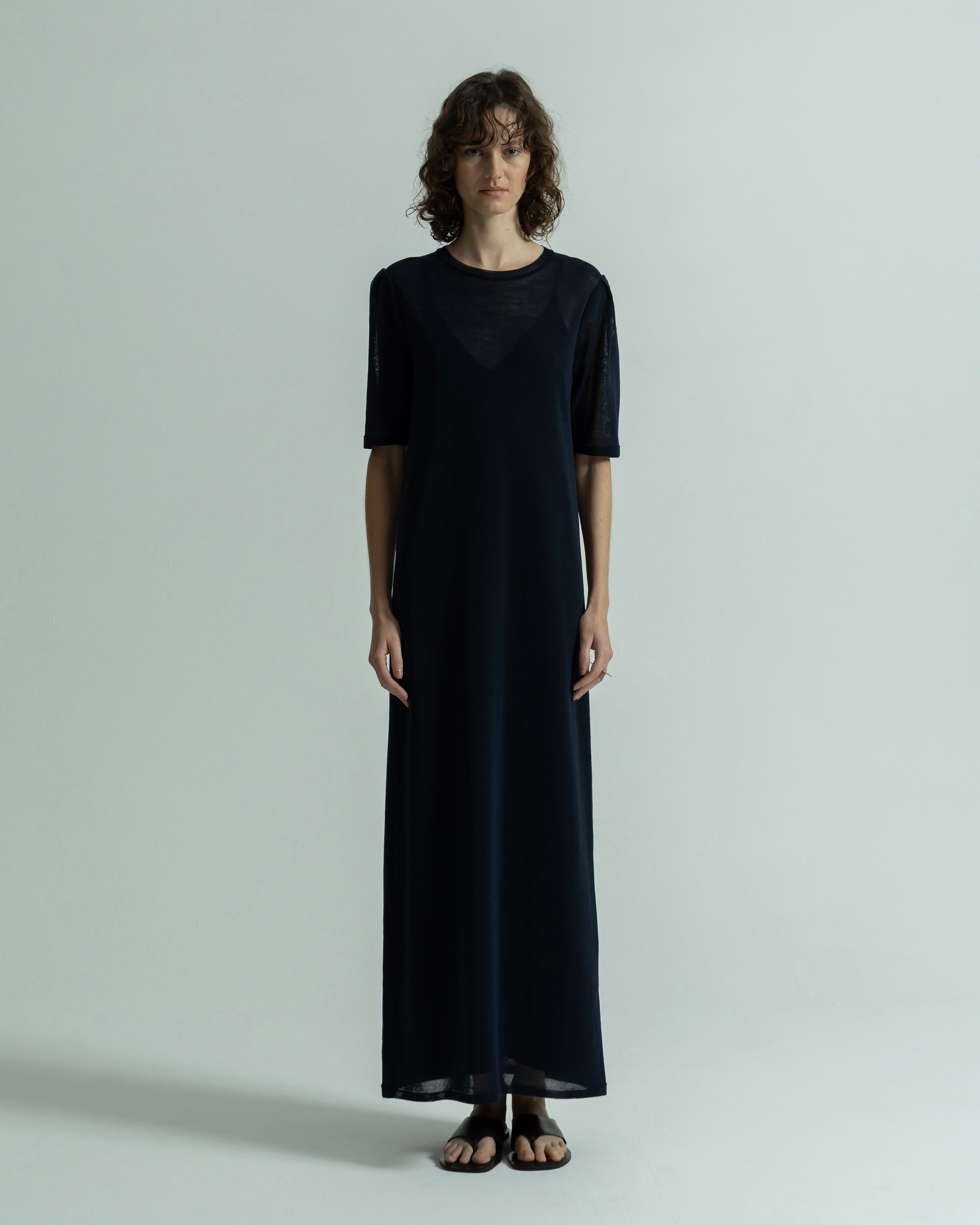 WOOL NYLON SHORT SLEEVE KNIT DRESS