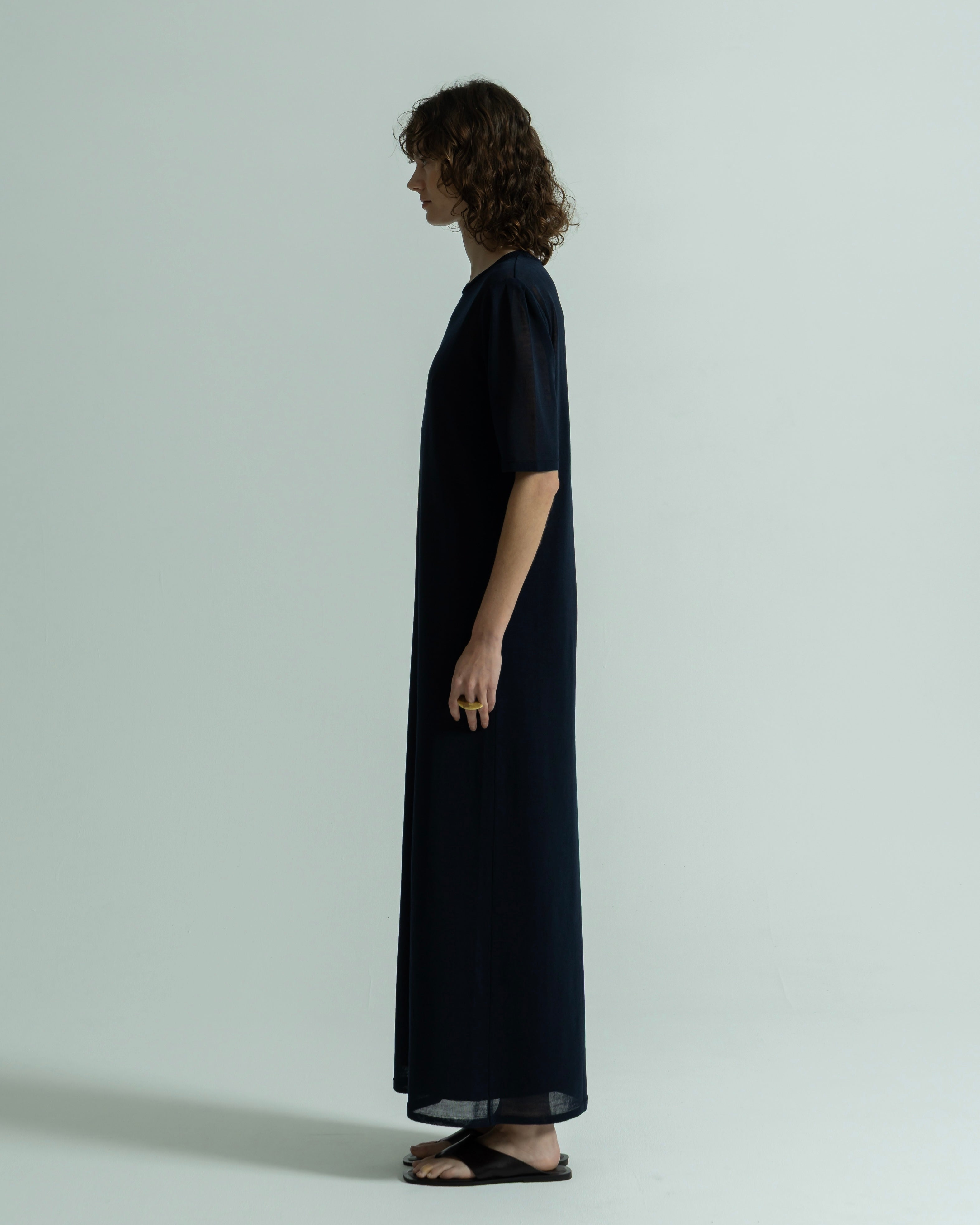 WOOL NYLON SHORT SLEEVE KNIT DRESS