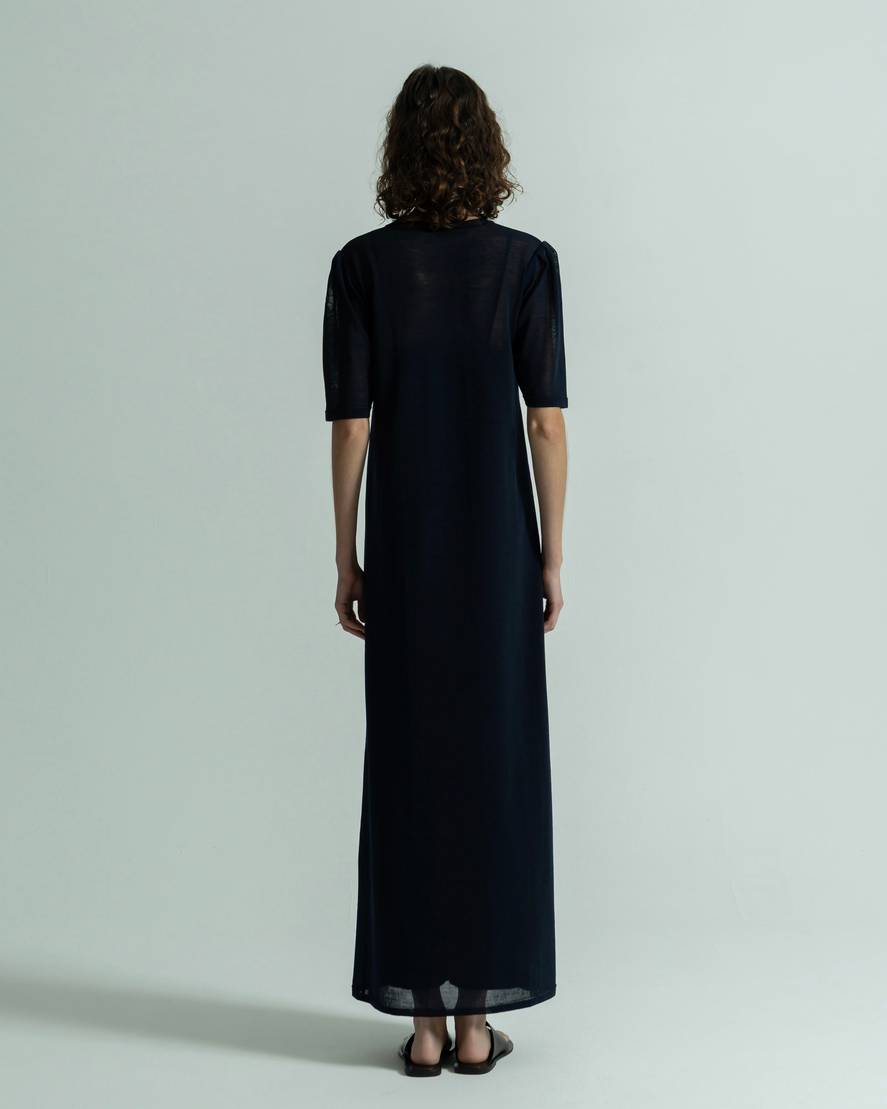 WOOL NYLON SHORT SLEEVE KNIT DRESS