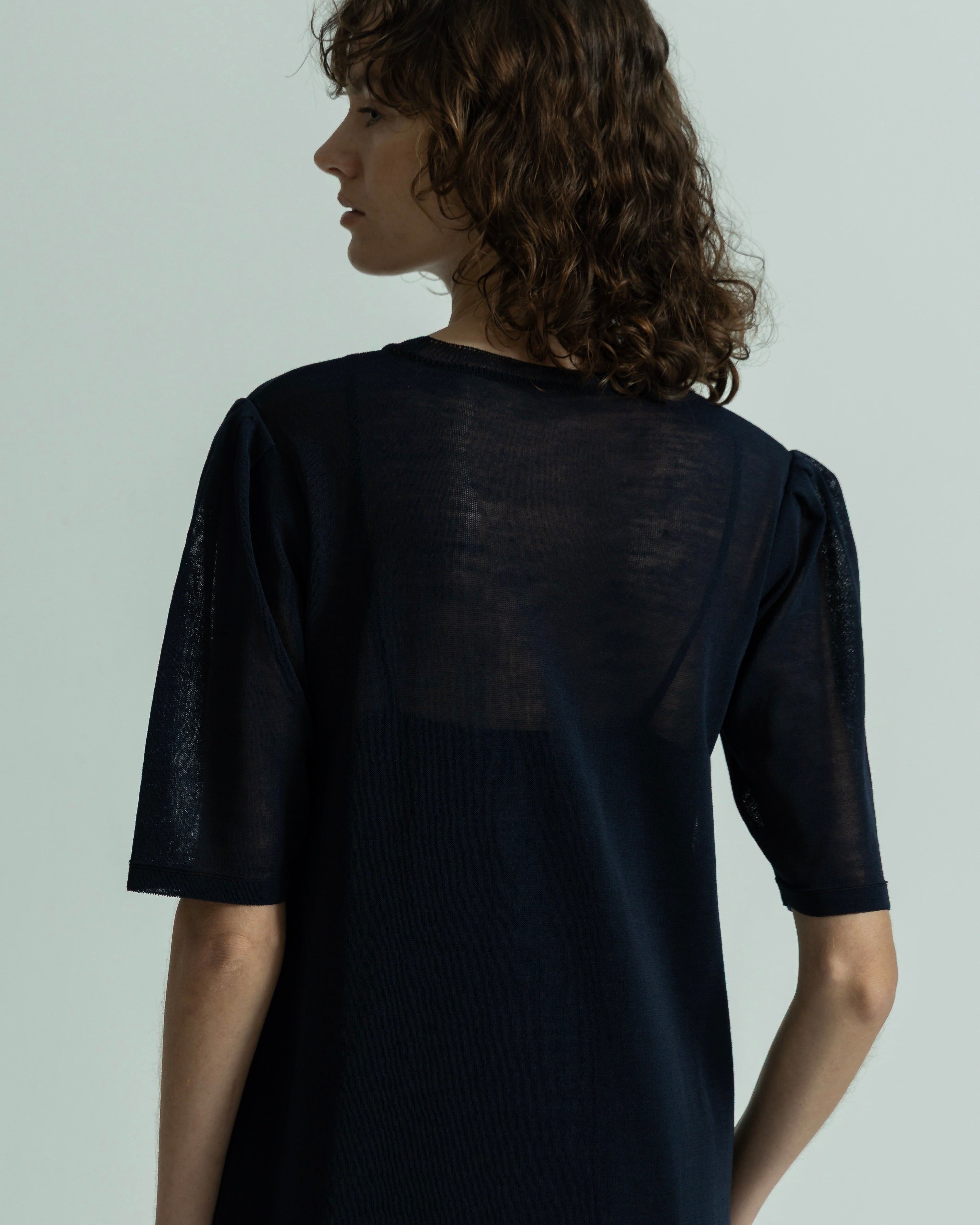 WOOL NYLON SHORT SLEEVE KNIT DRESS
