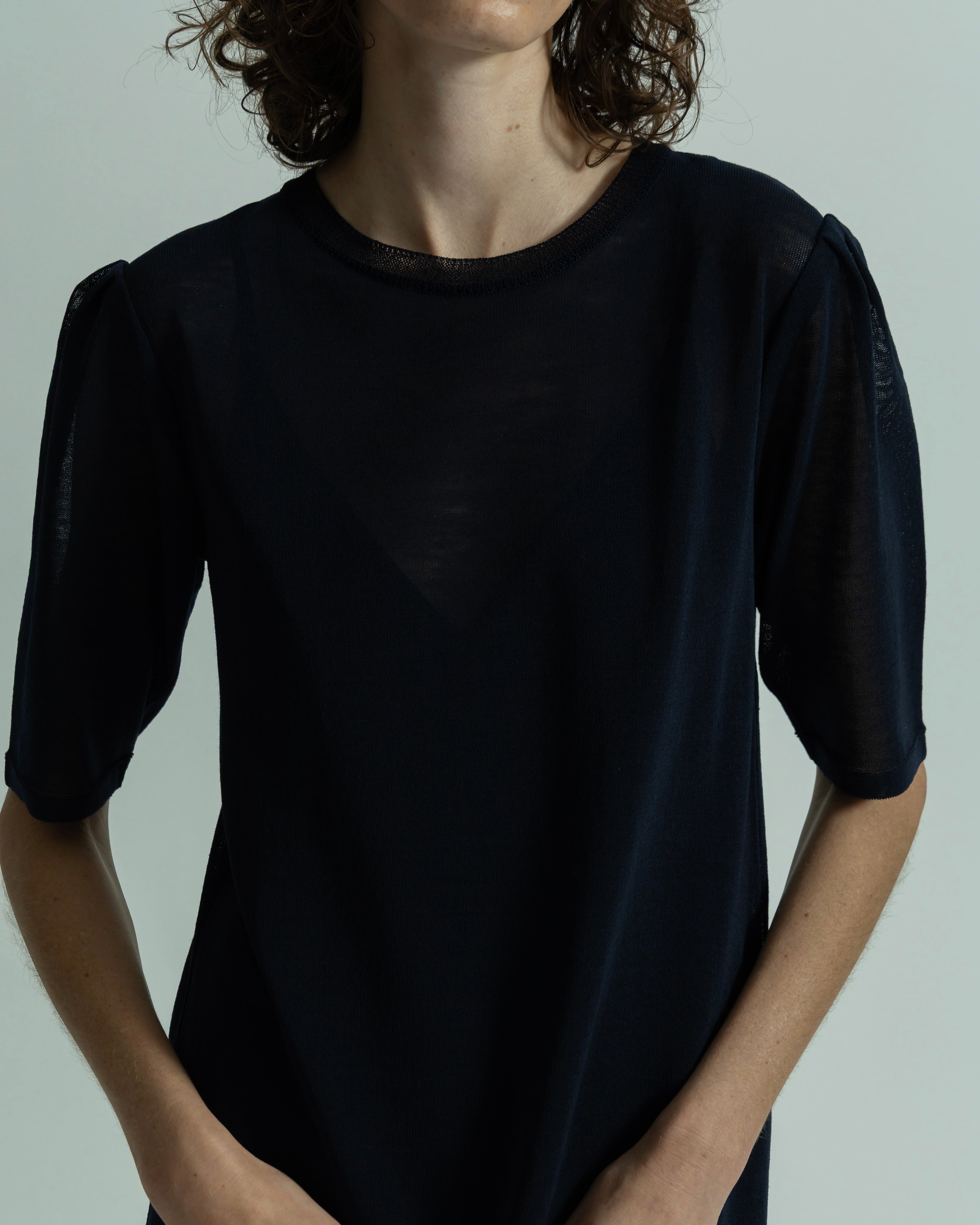 WOOL NYLON SHORT SLEEVE KNIT DRESS