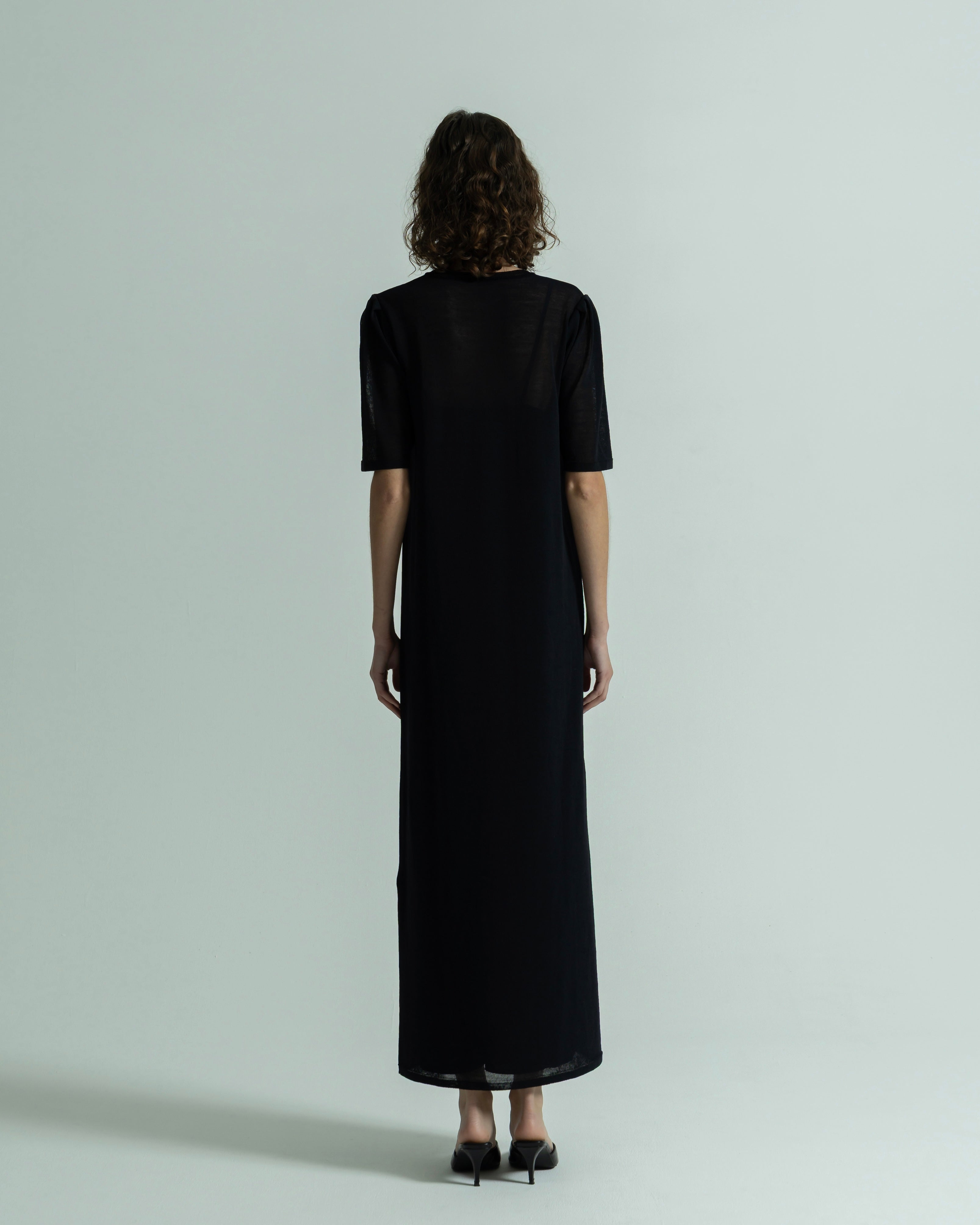 WOOL NYLON SHORT SLEEVE KNIT DRESS