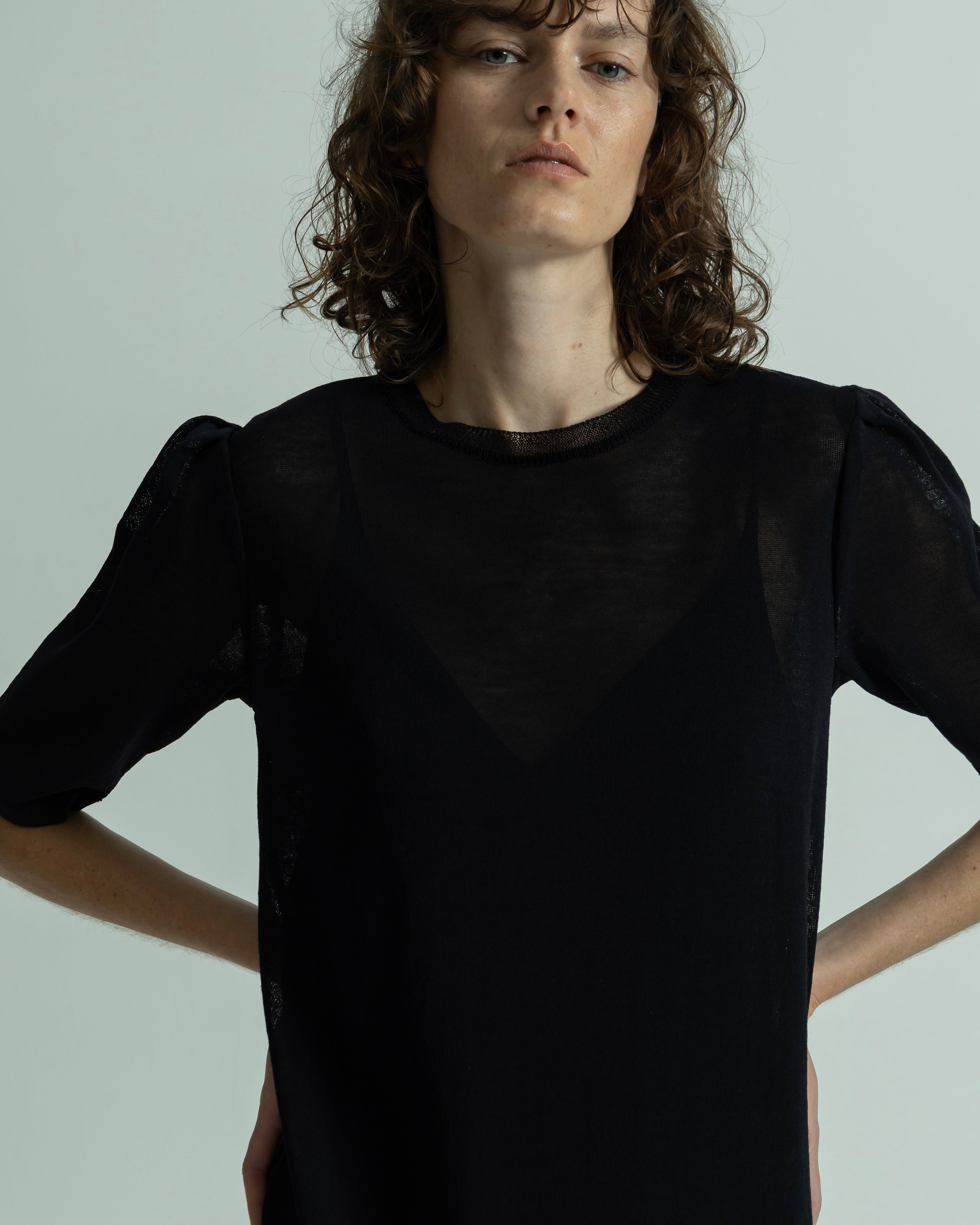 WOOL NYLON SHORT SLEEVE KNIT DRESS
