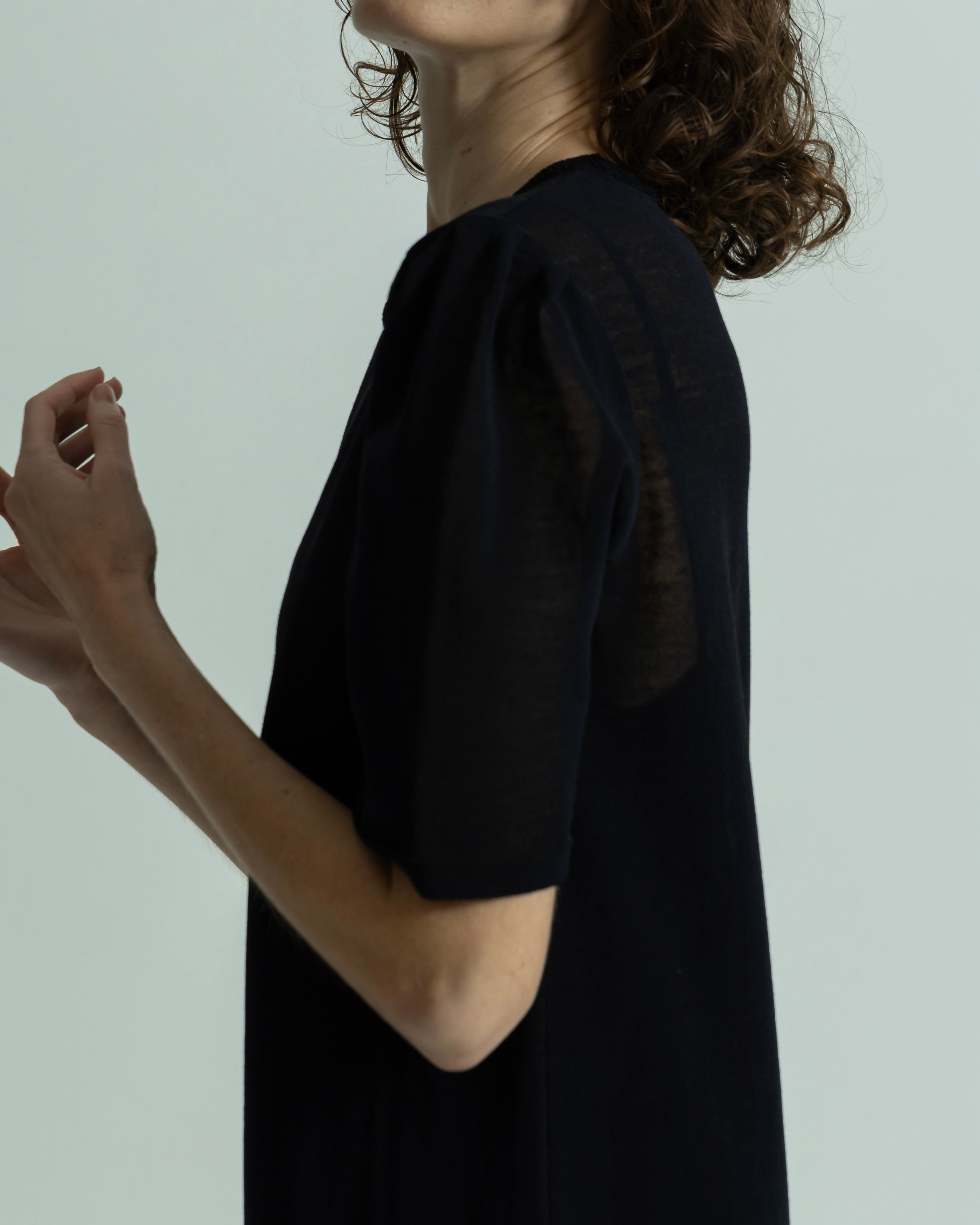 WOOL NYLON SHORT SLEEVE KNIT DRESS