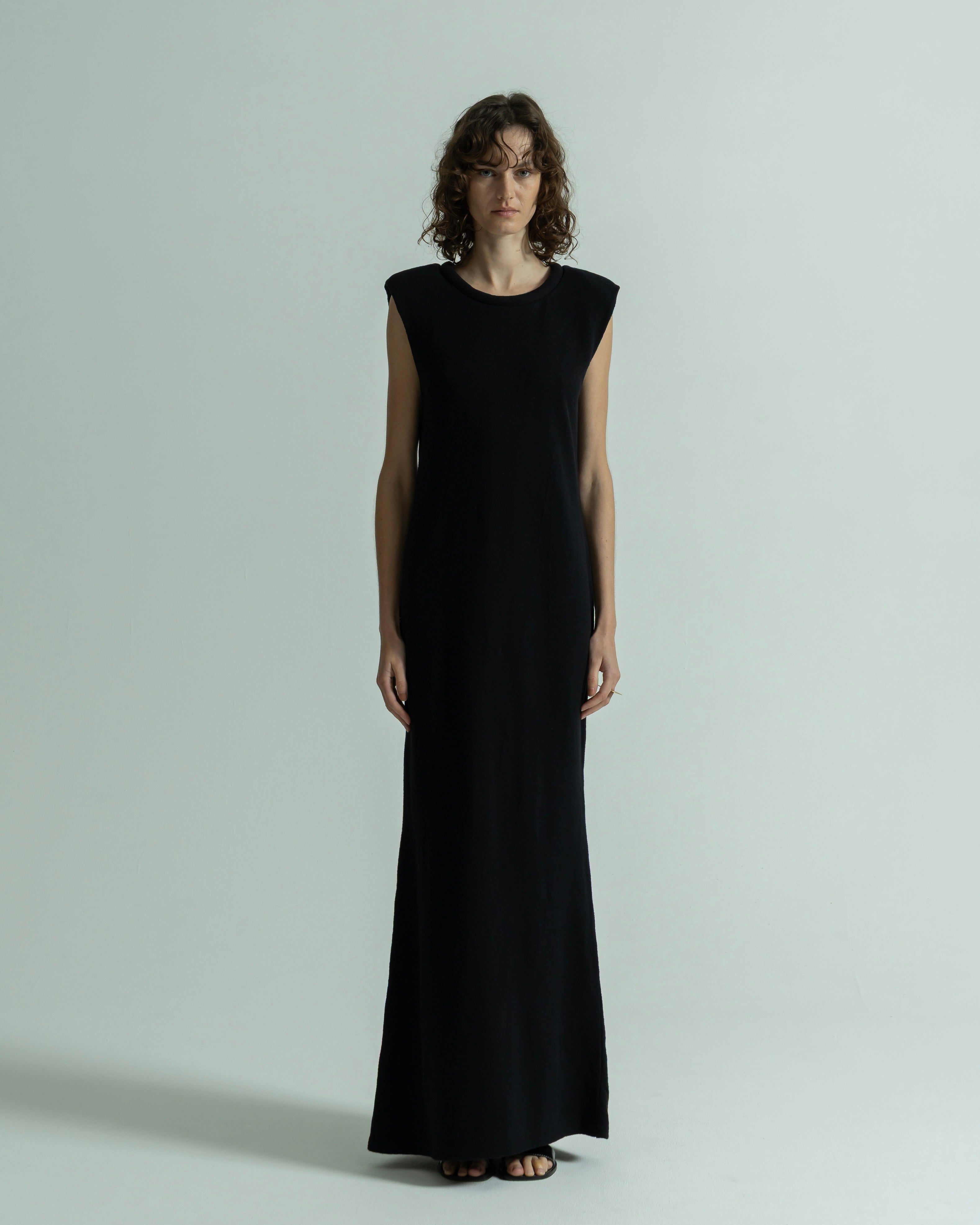 COTTON LINEN RIB NO SLEEVE DRESS