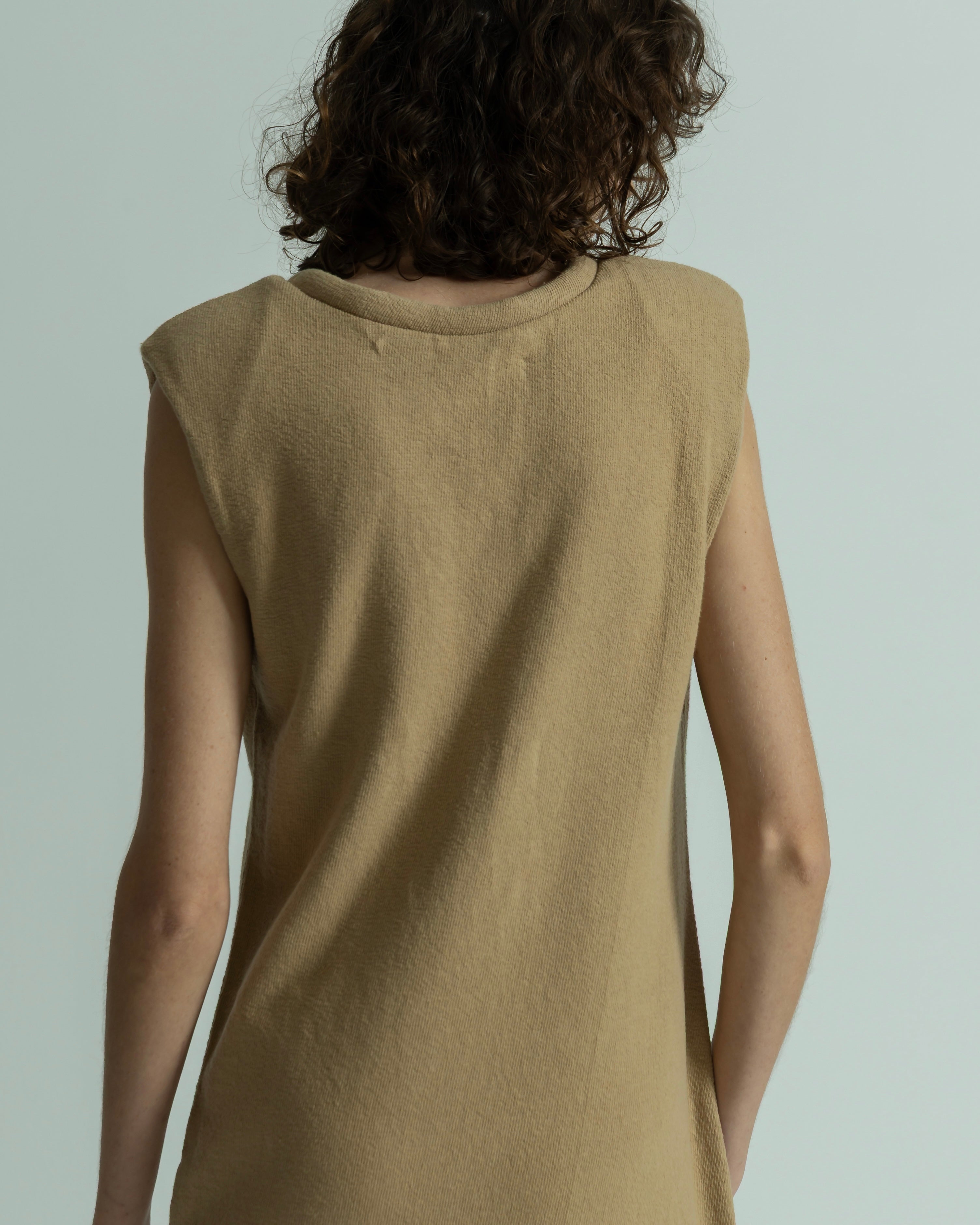 COTTON LINEN RIB NO SLEEVE DRESS
