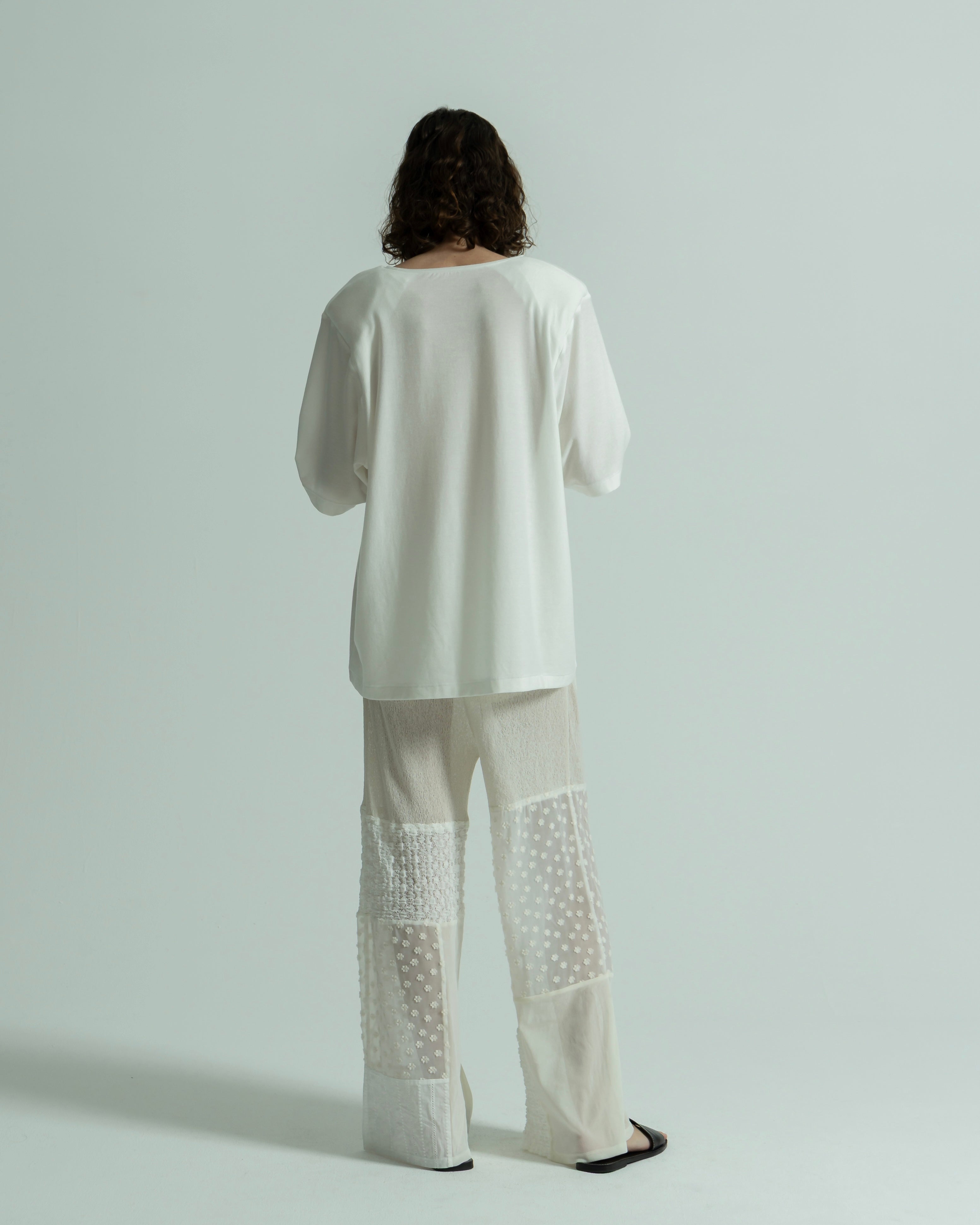 POLYESTER POWDERY KNIT LACE COMBI PANTS(ポリエステルパウダリーニットレースコンビパンツ)|BIYOMA(ビヨーマ)OFFICIAL ONLINE STORE