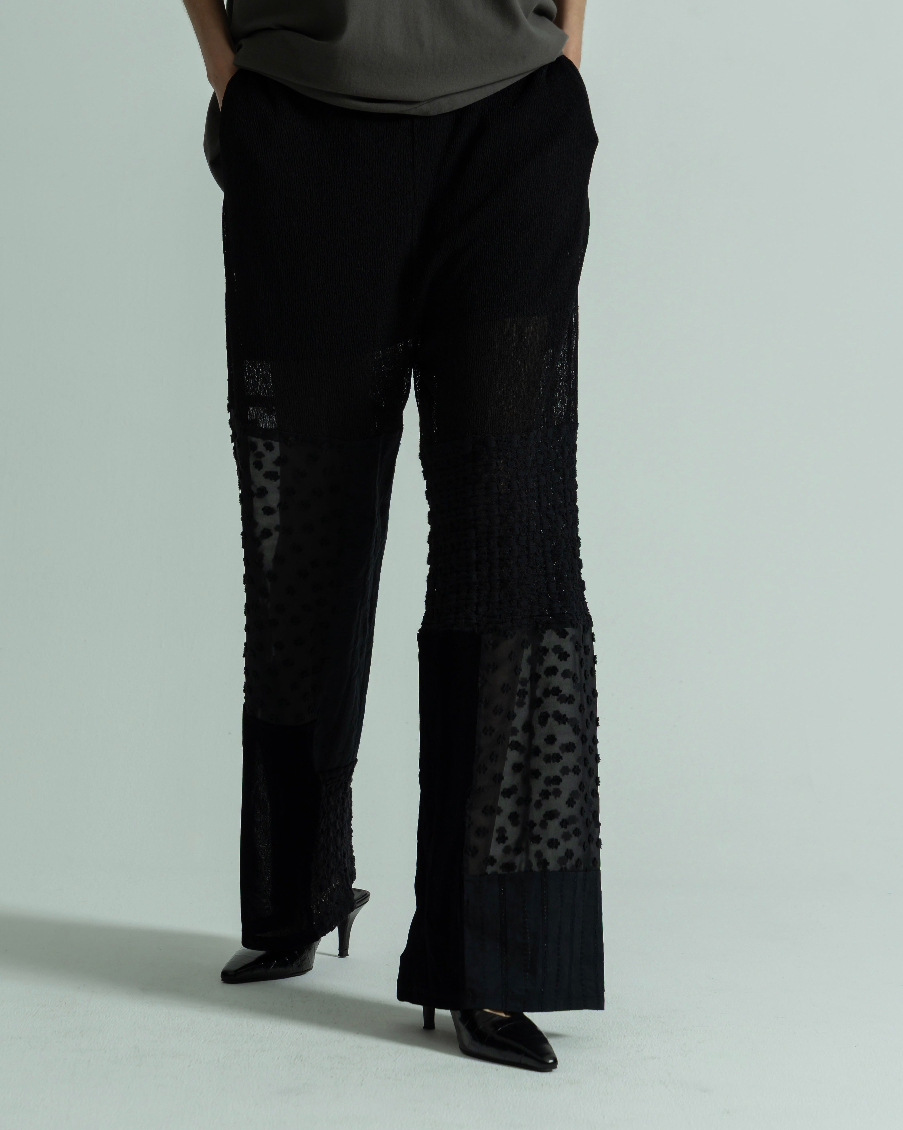 POLYESTER POWDERY KNIT LACE COMBI PANTS(ポリエステルパウダリーニットレースコンビパンツ)|BIYOMA(ビヨーマ)OFFICIAL ONLINE STORE