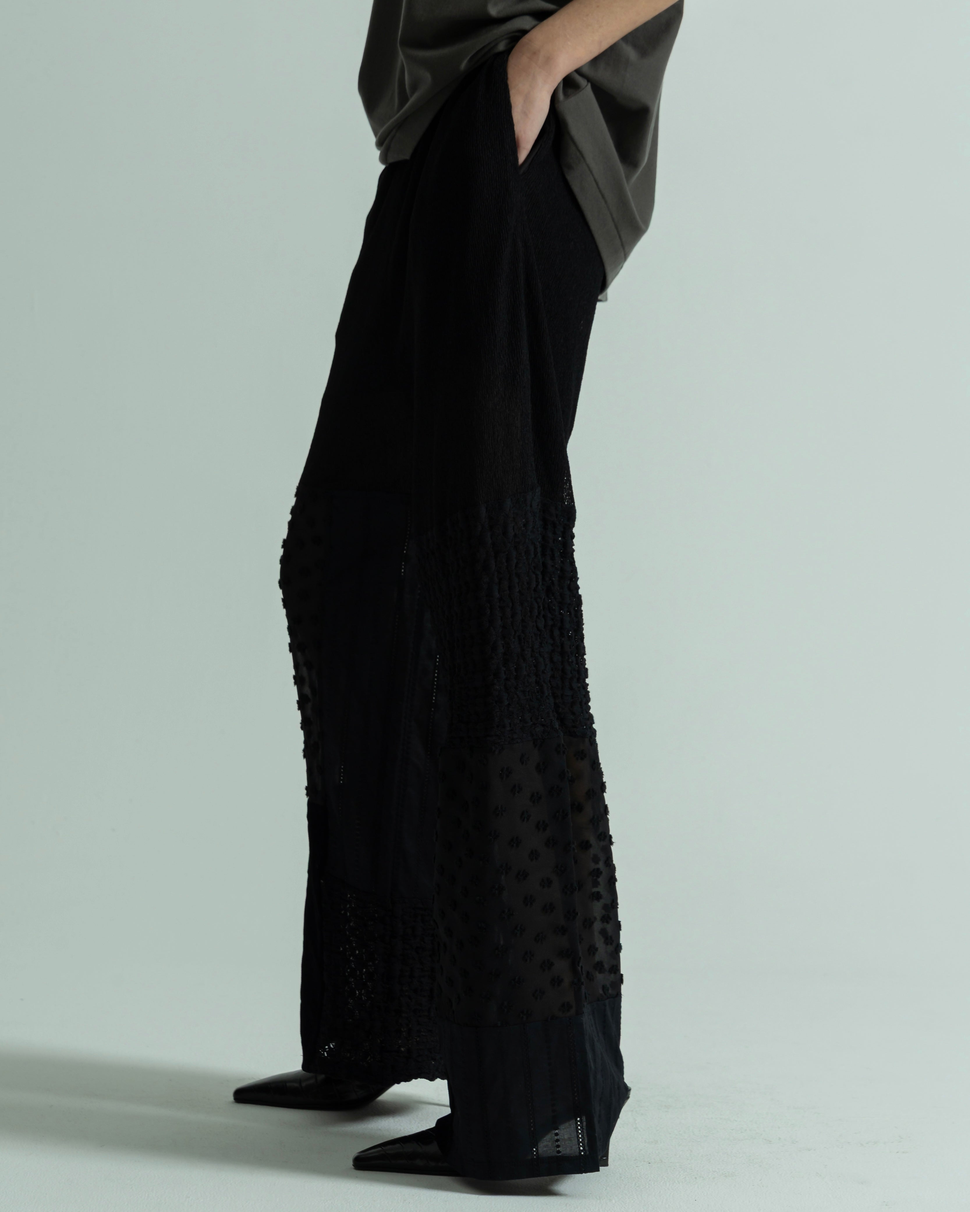 POLYESTER POWDERY KNIT LACE COMBI PANTS(ポリエステルパウダリーニットレースコンビパンツ)|BIYOMA(ビヨーマ)OFFICIAL ONLINE STORE