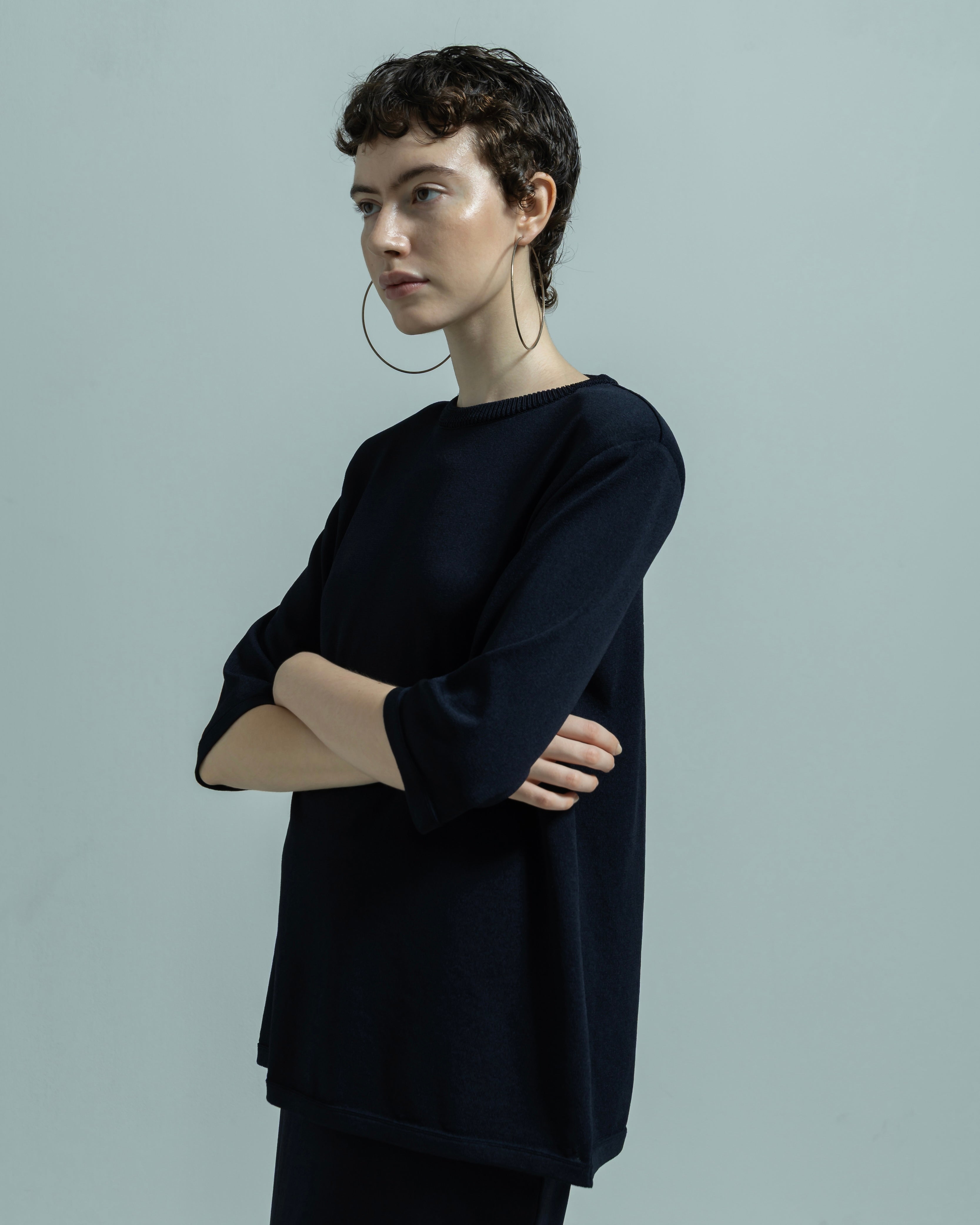 ACETATE NYLON SHORT SLEEVE KNIT PULLOVER(アセテートナイロンショートスリーブニットプルオーバー)|BIYOMA(ビヨーマ)OFFICIAL ONLINE STORE