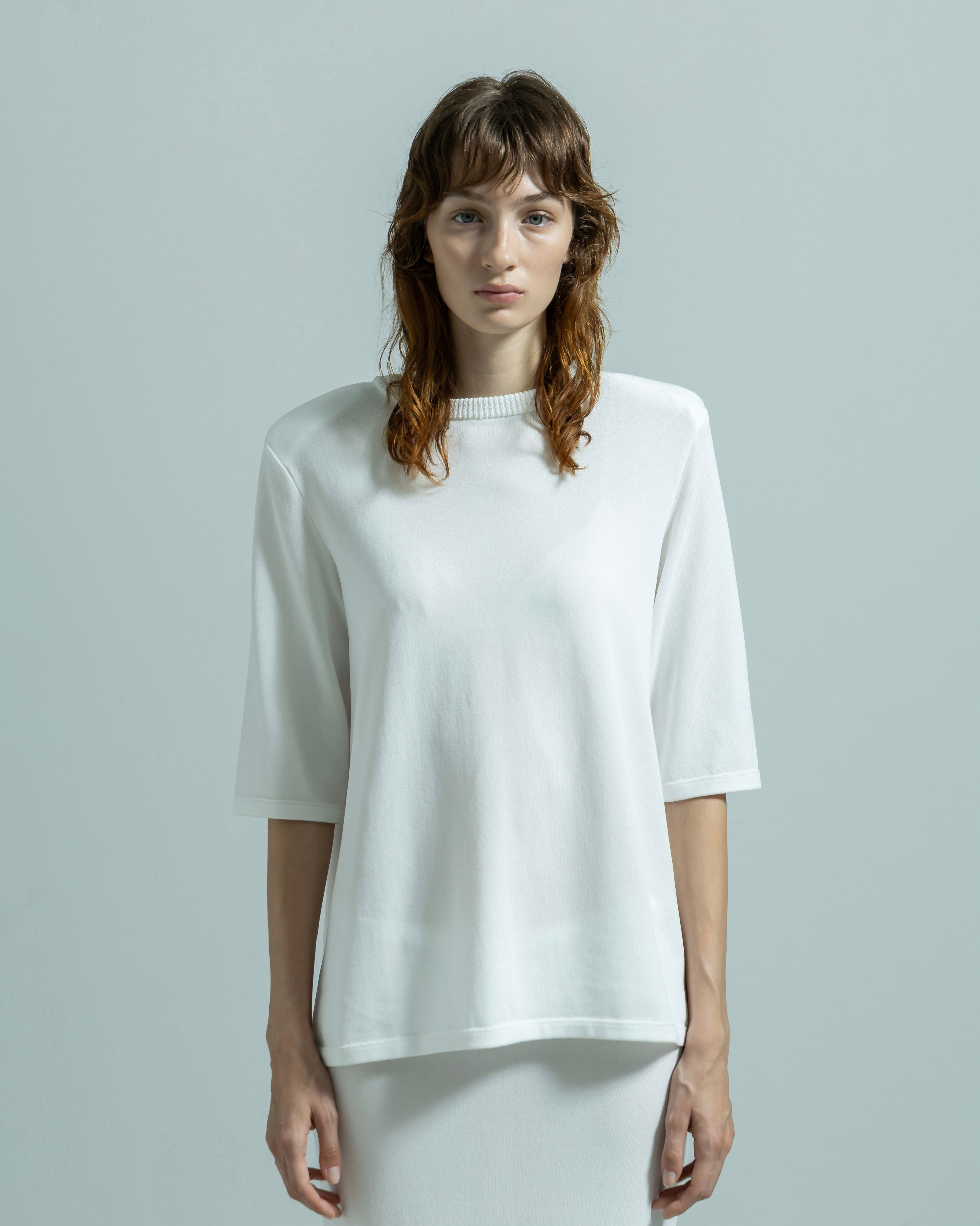 ACETATE NYLON SHORT SLEEVE KNIT PULLOVER(アセテートナイロンショートスリーブニットプルオーバー)|BIYOMA(ビヨーマ)OFFICIAL ONLINE STORE