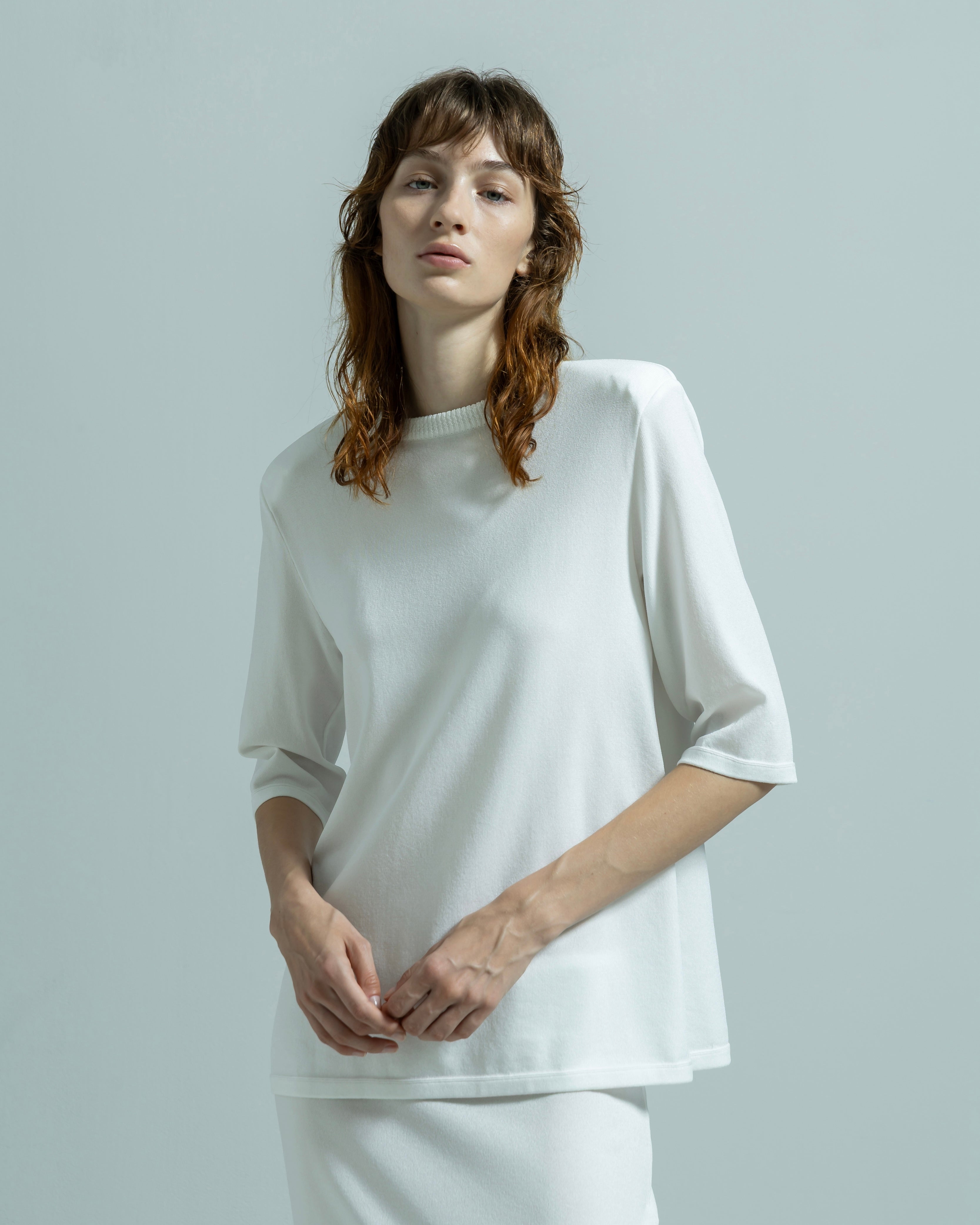 ACETATE NYLON SHORT SLEEVE KNIT PULLOVER(アセテートナイロンショートスリーブニットプルオーバー)|BIYOMA(ビヨーマ)OFFICIAL ONLINE STORE