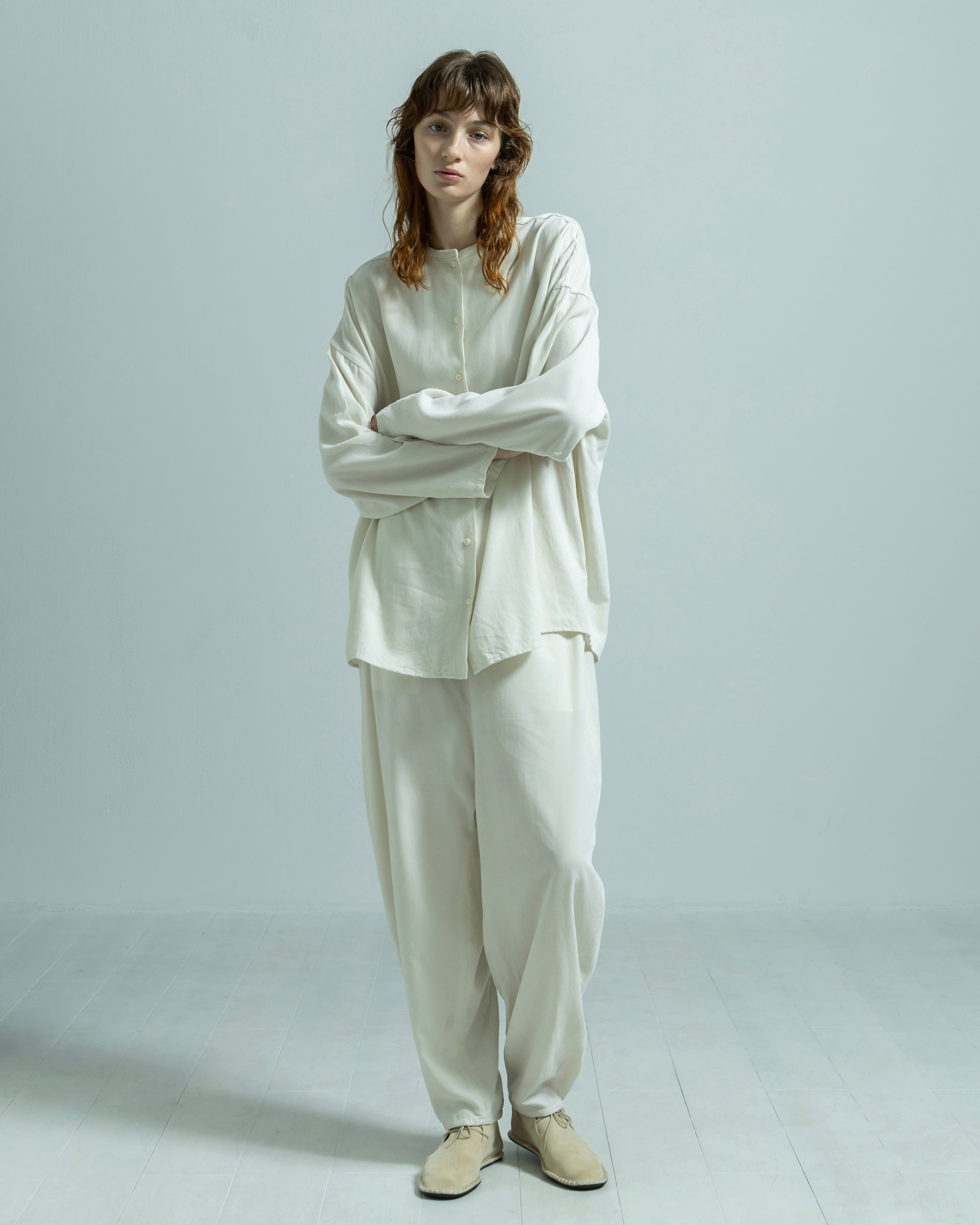 COTTON RAYON CORDUROY NO COLLAR SHIRT(コットンレーヨンコーデュロイノーカラーシャツ)|BIYOMA(ビヨーマ)OFFICIAL ONLINE STORE