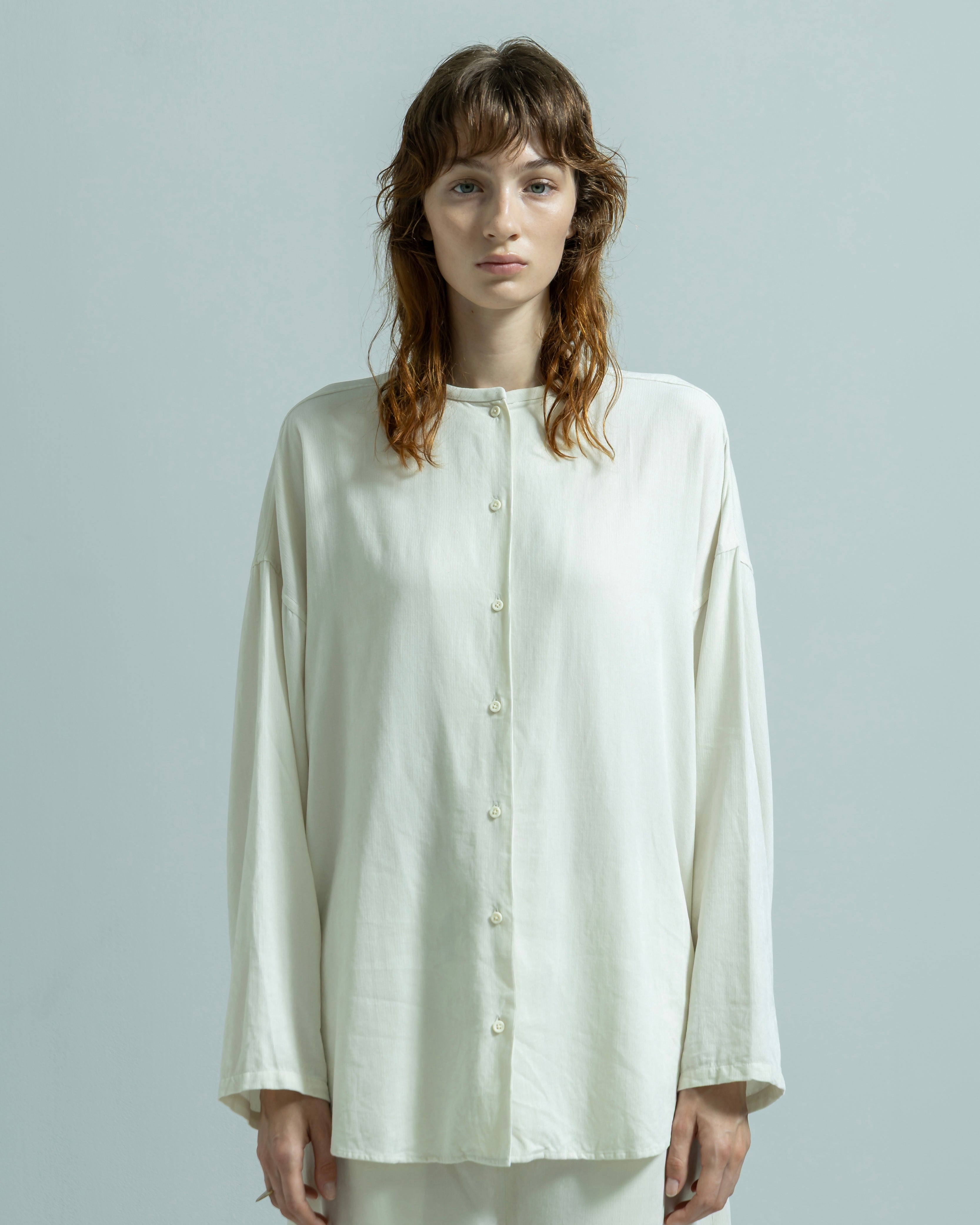 COTTON RAYON CORDUROY NO COLLAR SHIRT(コットンレーヨンコーデュロイノーカラーシャツ)|BIYOMA(ビヨーマ)OFFICIAL ONLINE STORE