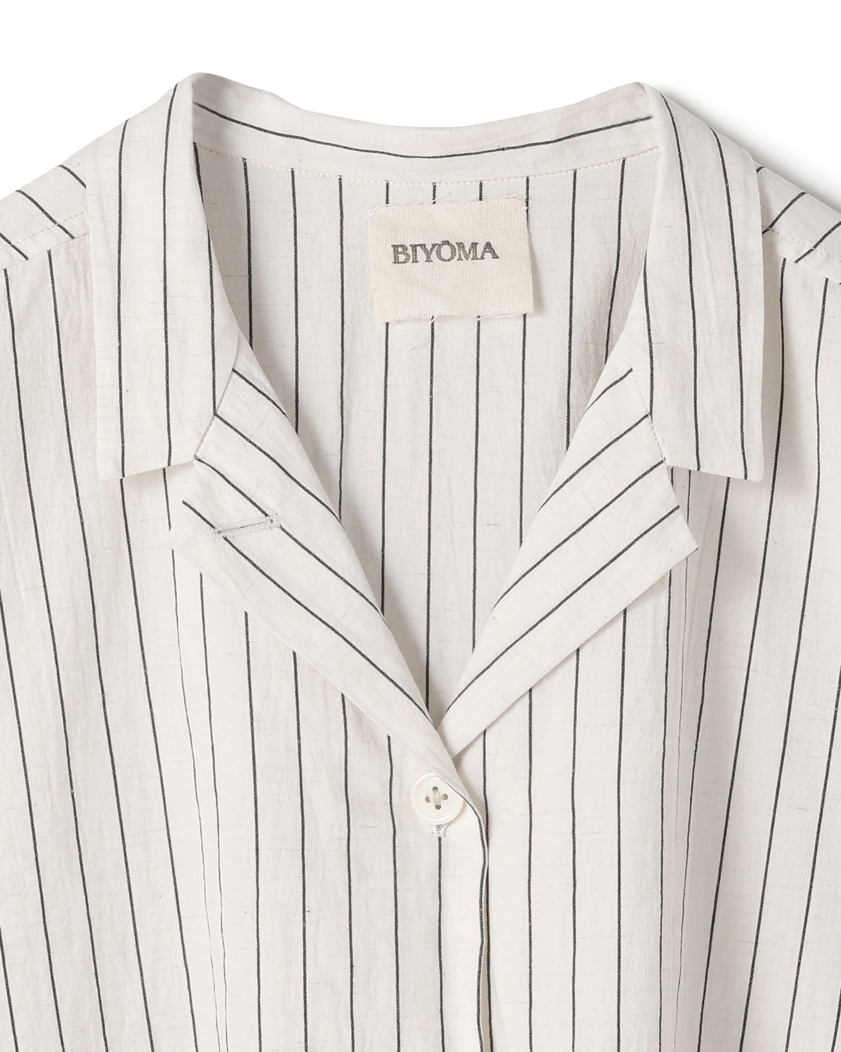 COTTON LINEN STRIPE W OPEN POCKET COLLAR SHIRT（コットンリネンダブルストライプオープンポケットシャツ）｜BIYOMA（ビヨーマ）OFFICIAL ONLINE STORE