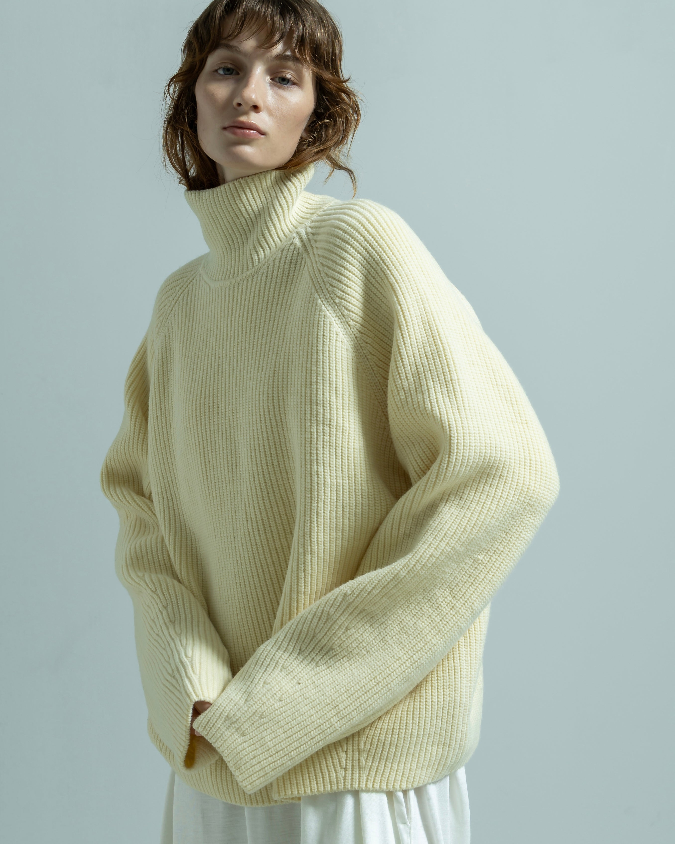 BIYOMA 新品 ウールリブニット タートルネックプルオーバー ニットセーター WOOL RIB KNIT TURTLENECK PULLOVER（ウールリブニットタートルネック