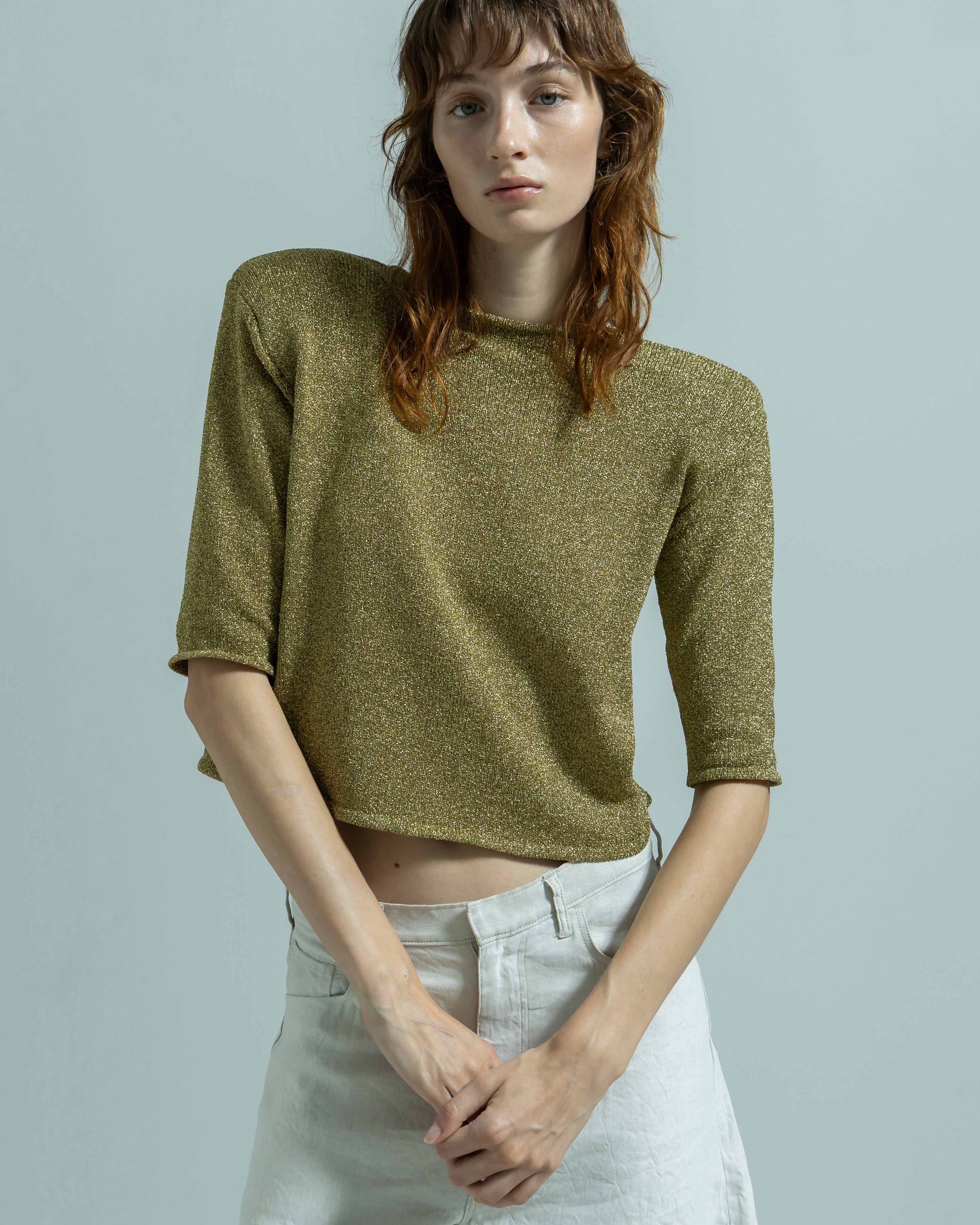 POWER SHOULDER HALF SLEEVE KNIT PULLOVER（パワーショルダーハーフスリーブニットプルオーバー）｜BIYOMA（ビヨーマ）OFFICIAL ONLINE STORE