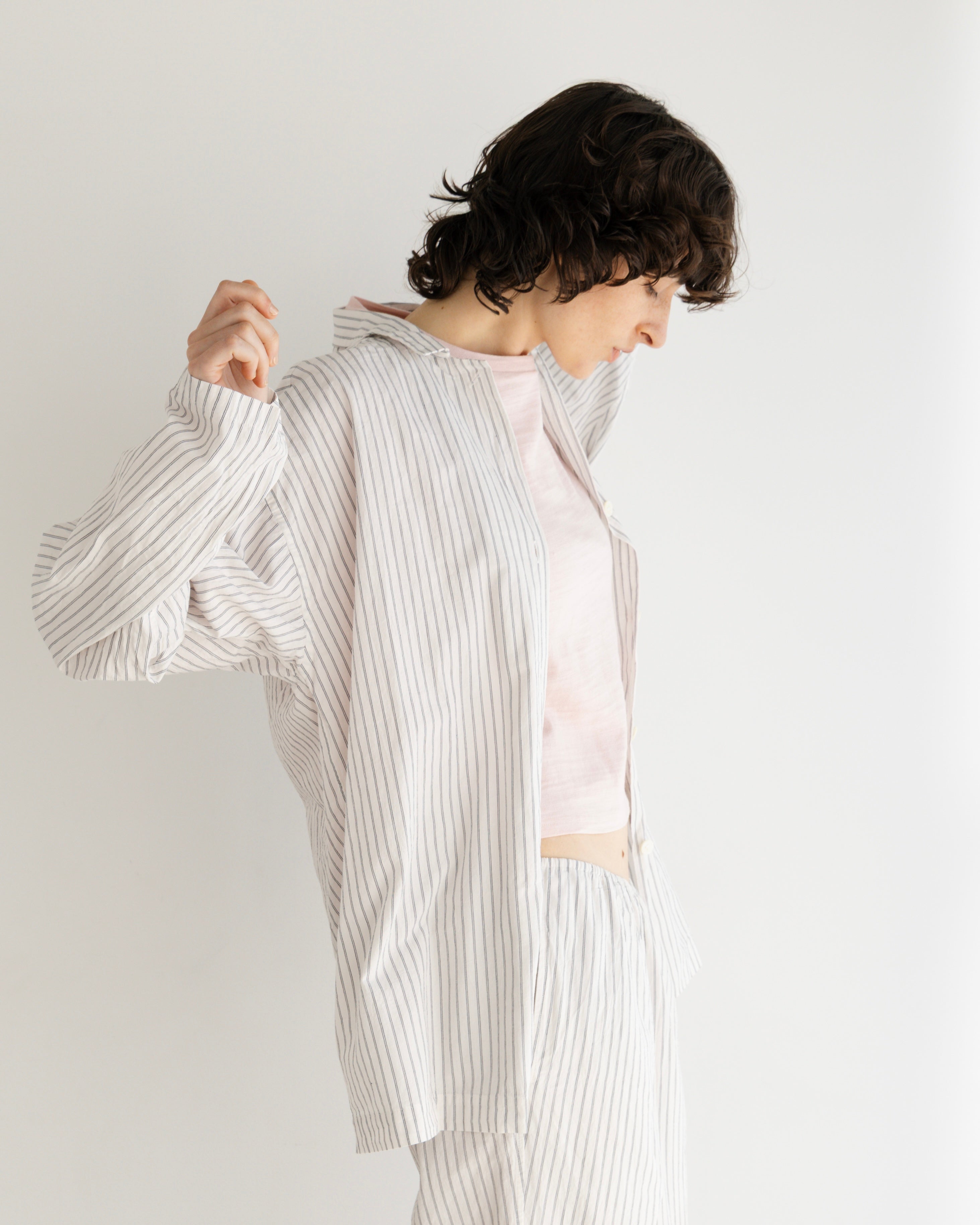 COTTON STRIPE OPEN COLLAR SHIRT（コットンストライプオープンカラーシャツ）｜BIYOMA（ビヨーマ）OFFICIAL ONLINE STORE