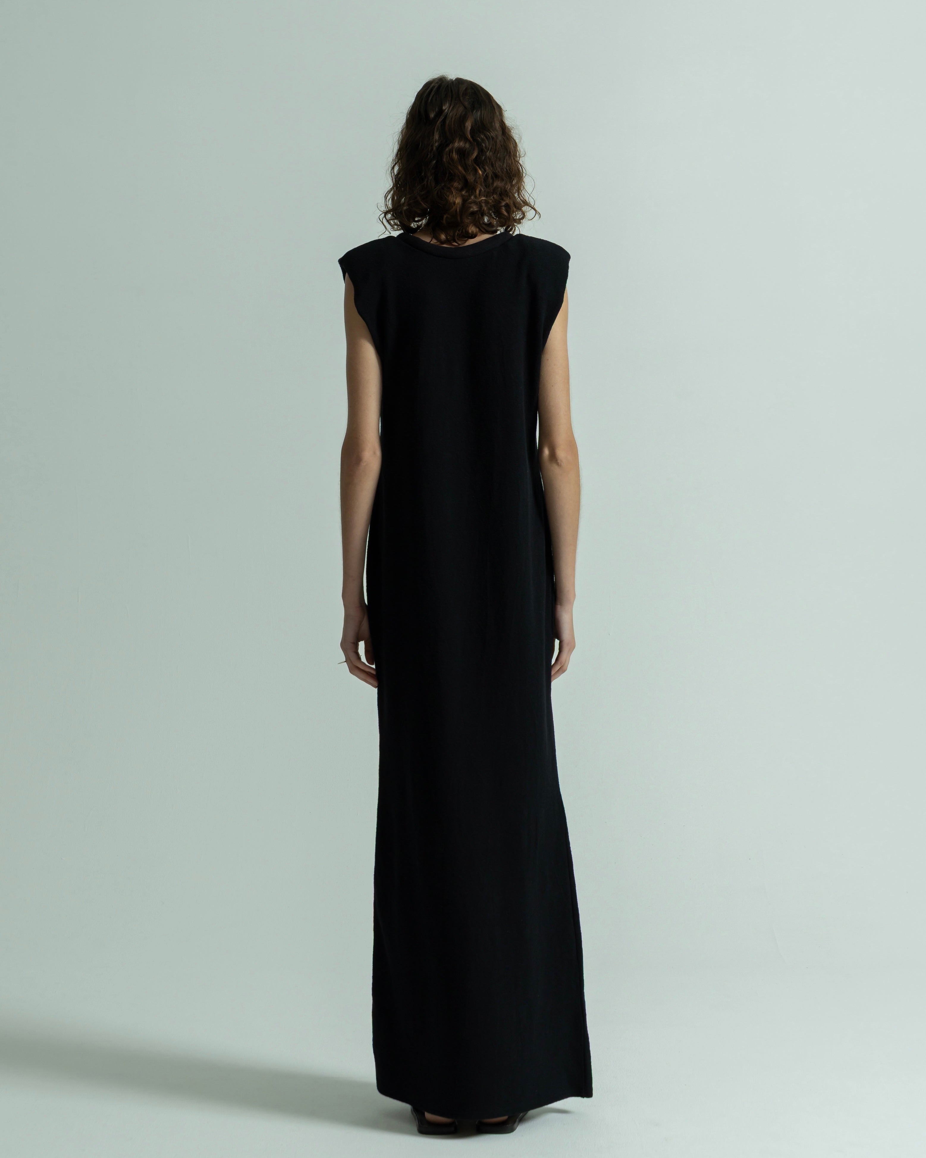 COTTON LINEN RIB NO SLEEVE DRESS