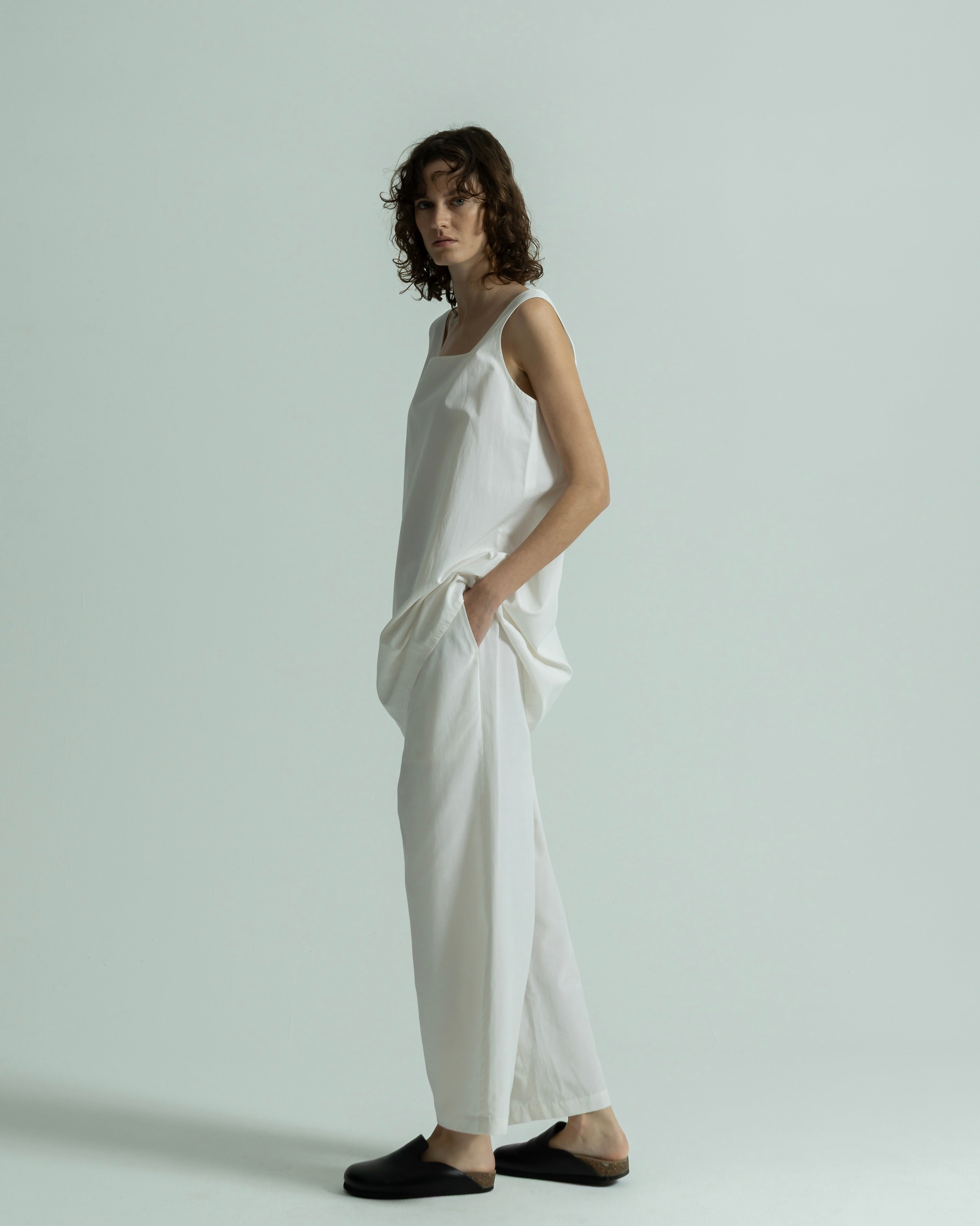 SPORTMAXアウトレット「GEBE」ピュアコットン ワイドパンツ CUPRO COTTON CROPPED WIDE PANTS（キュプラコットンクロップド