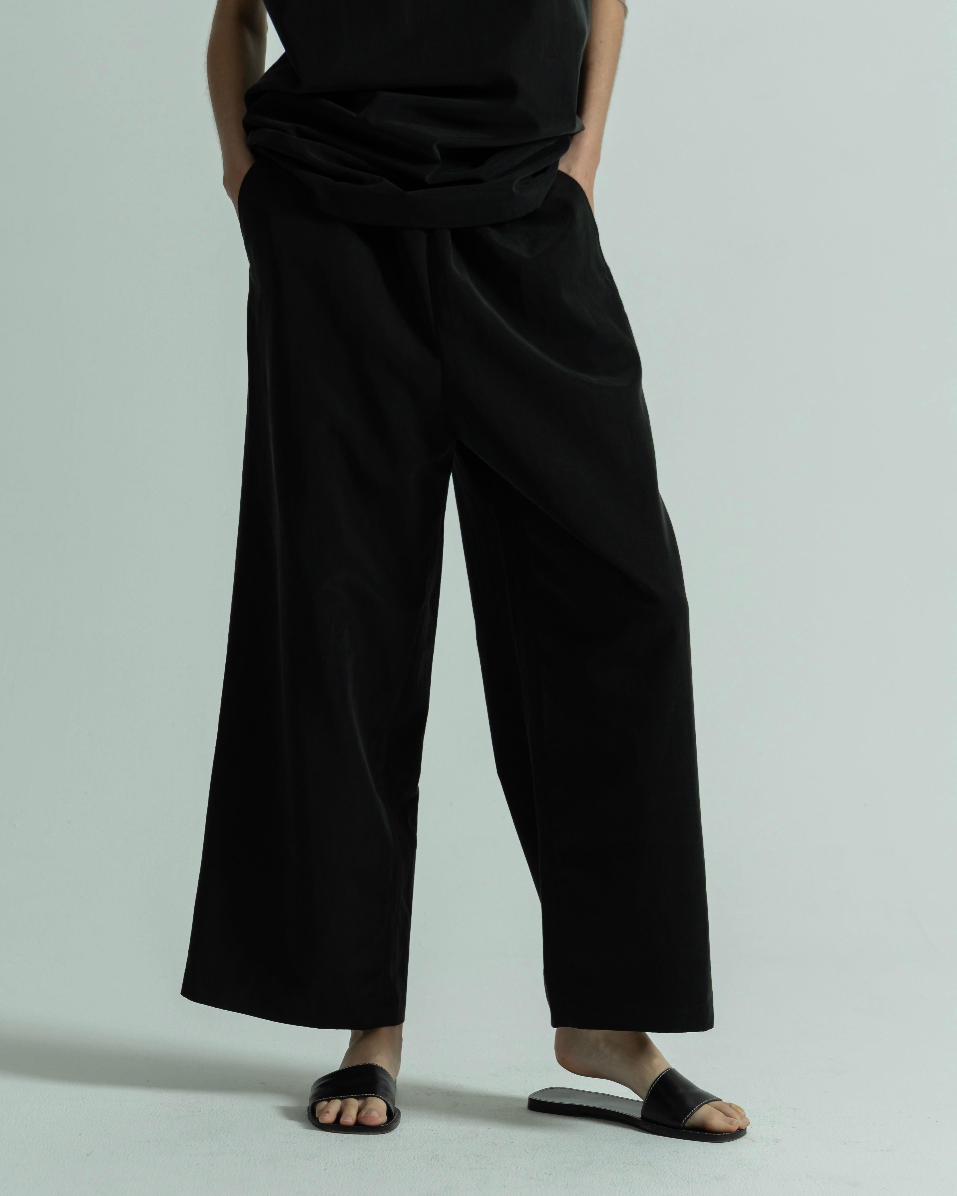 CUPRO COTTON CROPPED WIDE PANTS（キュプラコットンクロップド