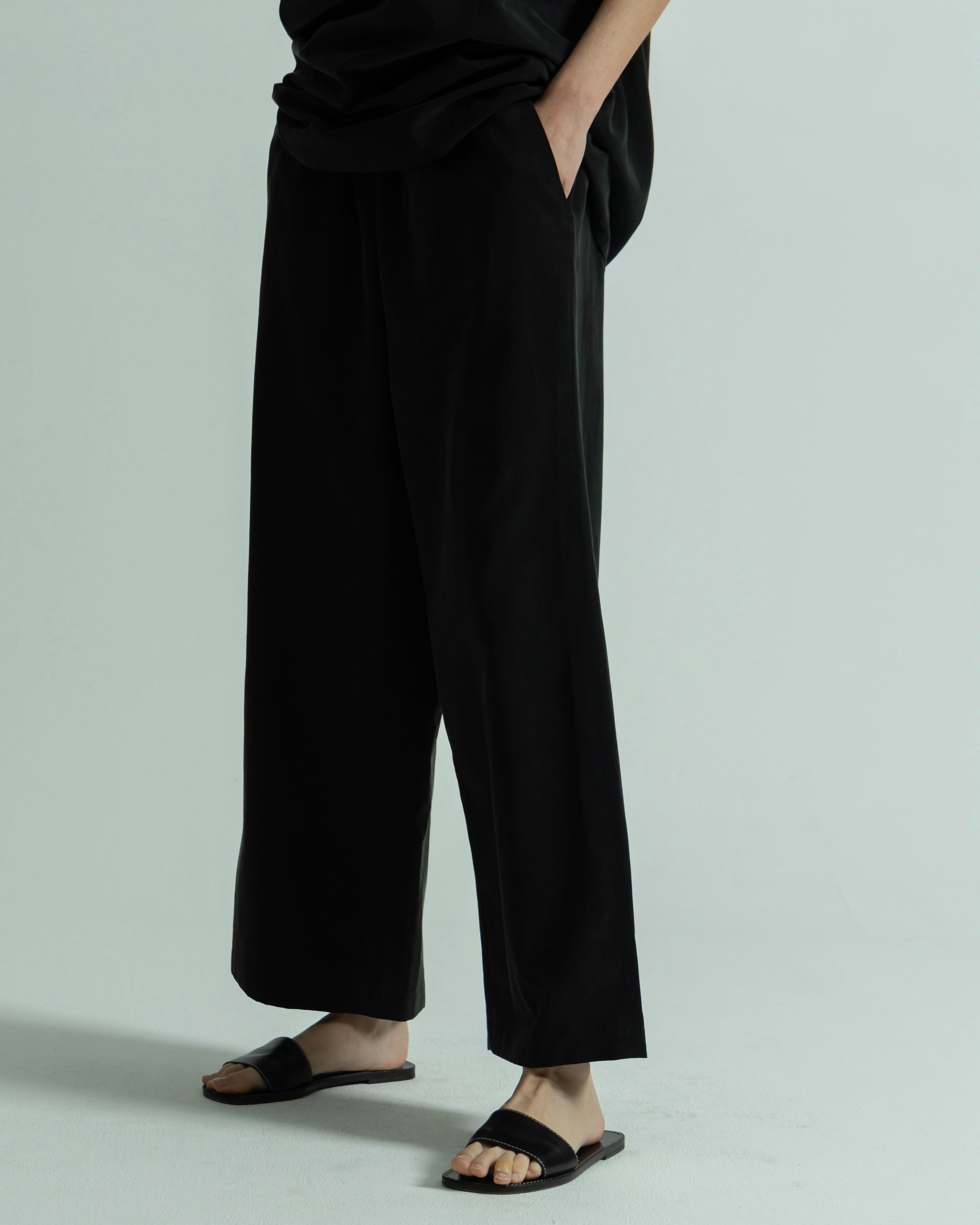 CUPRO COTTON CROPPED WIDE PANTS（キュプラコットンクロップド