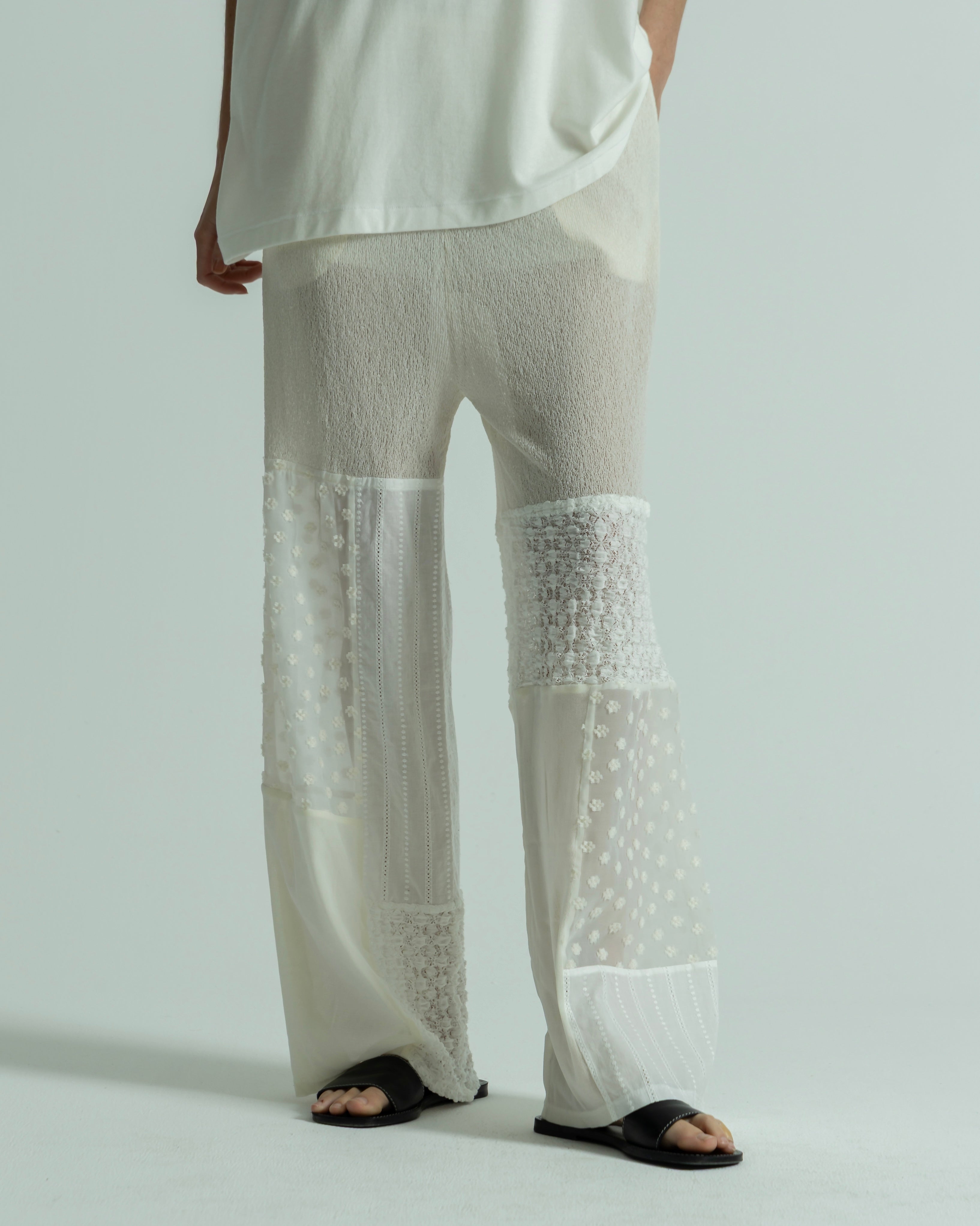 POLYESTER POWDERY KNIT LACE COMBI PANTS（ポリエステルパウダリーニットレースコンビパンツ）｜BIYOMA（ビヨーマ）OFFICIAL ONLINE STORE