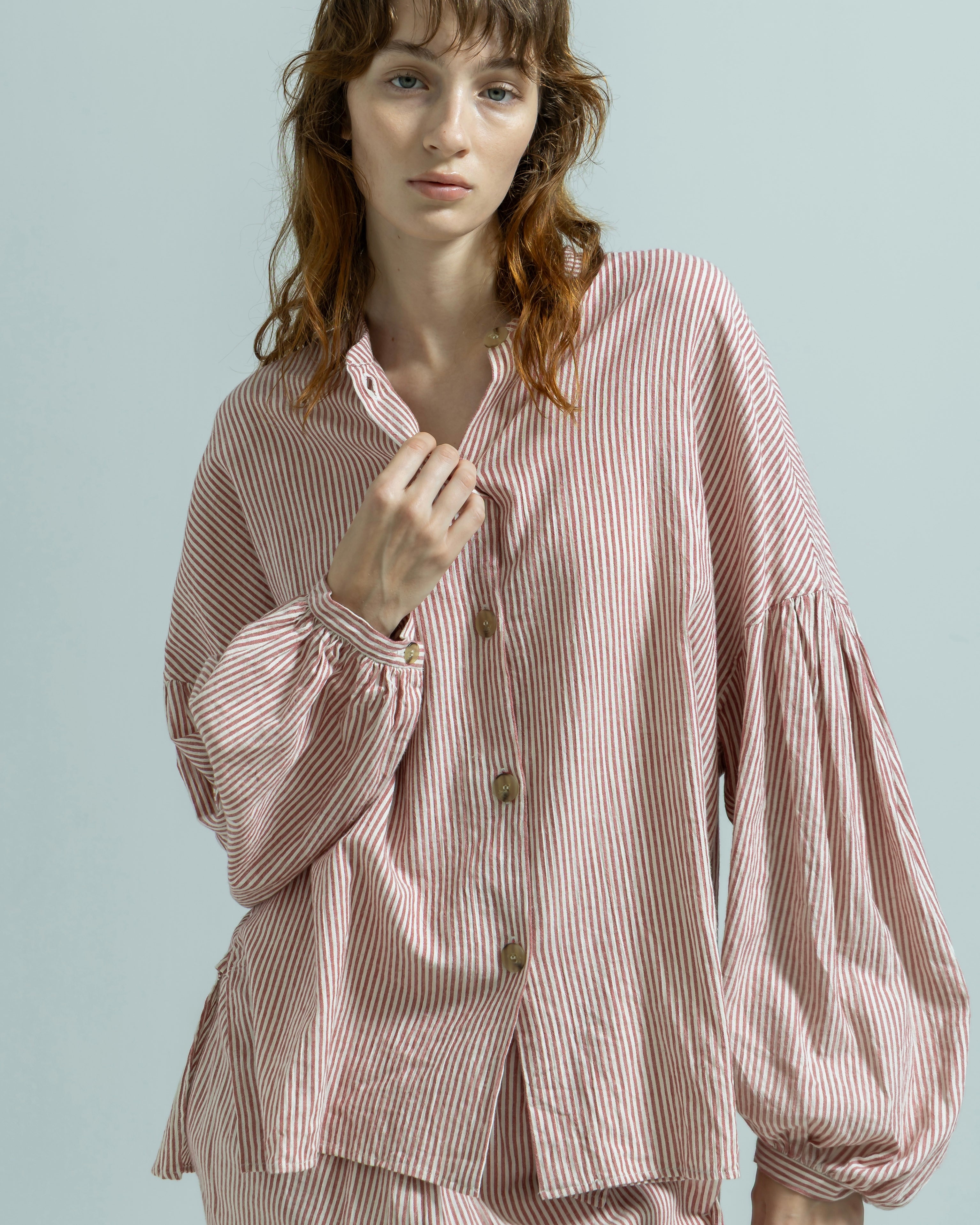 COTTON LINEN STRIPE WIDE RELAX BLOUSE（コットンリネンストライプワイドリラックスブラウス）｜BIYOMA（ビヨーマ）OFFICIAL ONLINE STORE