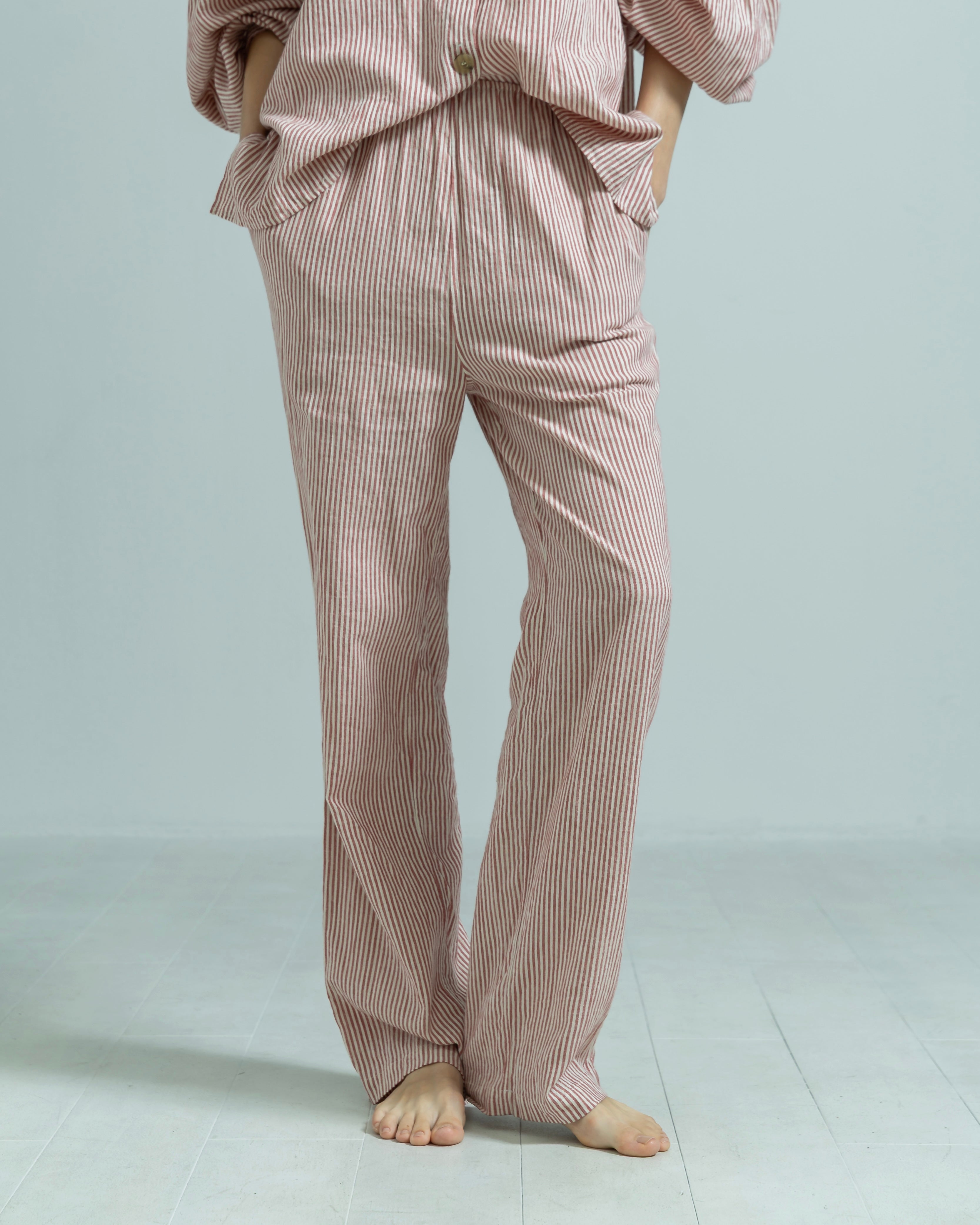 COTTON LINEN STRIPE EASY WIDE PANTS（コットンリネンストライプイージーワイドパンツ）｜BIYOMA（ビヨーマ）OFFICIAL ONLINE STORE