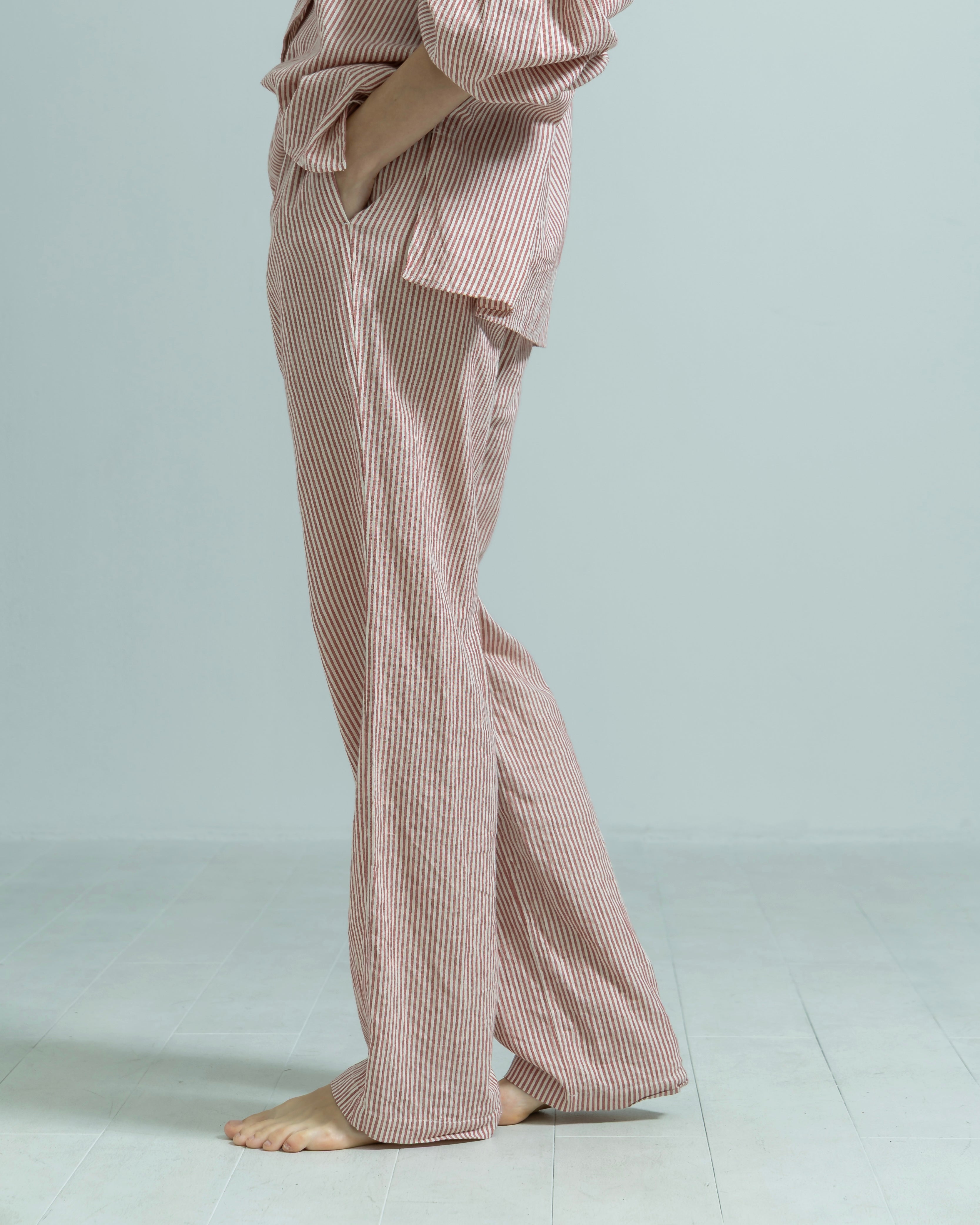 COTTON LINEN STRIPE EASY WIDE PANTS（コットンリネンストライプイージーワイドパンツ）｜BIYOMA（ビヨーマ）OFFICIAL ONLINE STORE