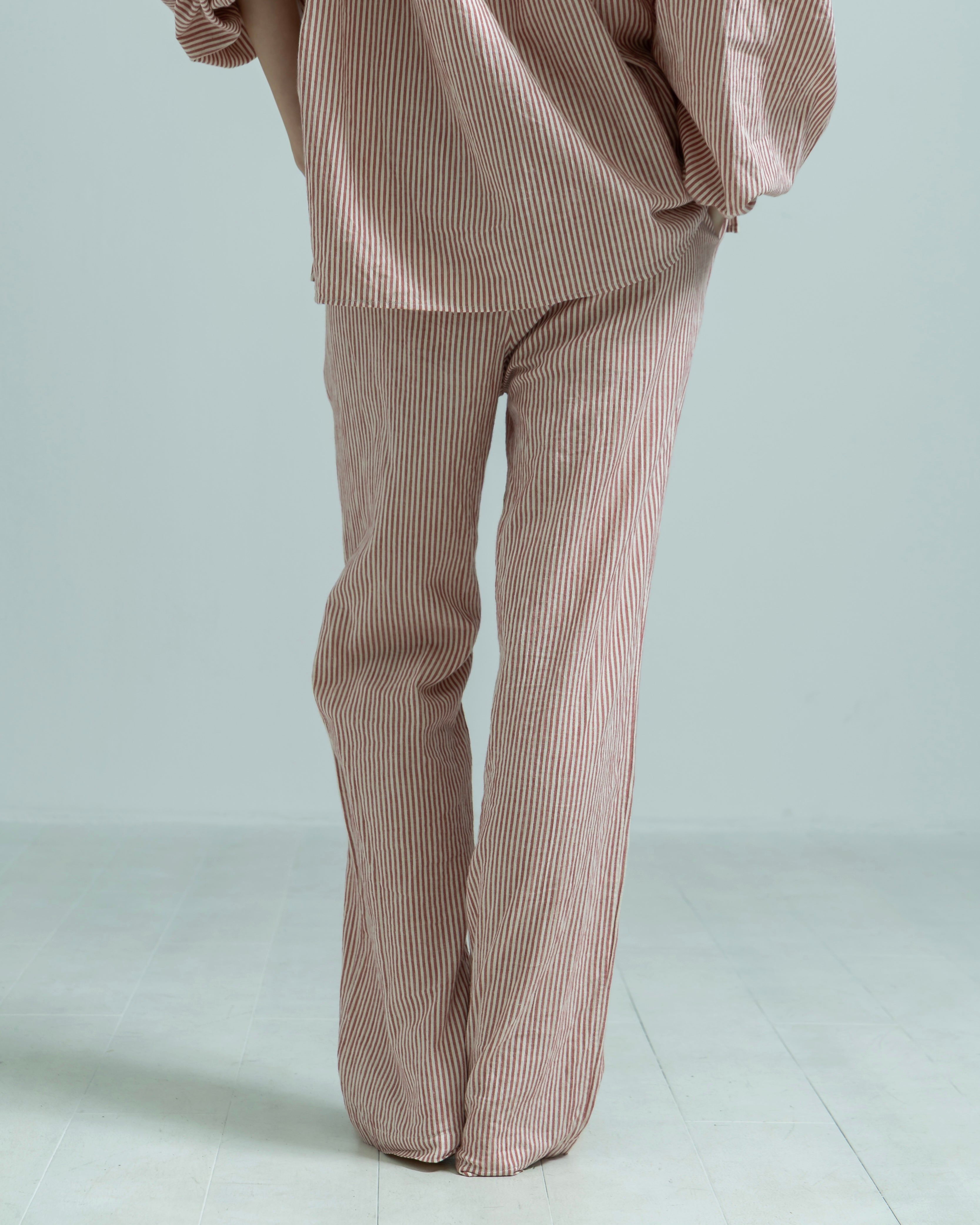 COTTON LINEN STRIPE EASY WIDE PANTS（コットンリネンストライプイージーワイドパンツ）｜BIYOMA（ビヨーマ）OFFICIAL ONLINE STORE