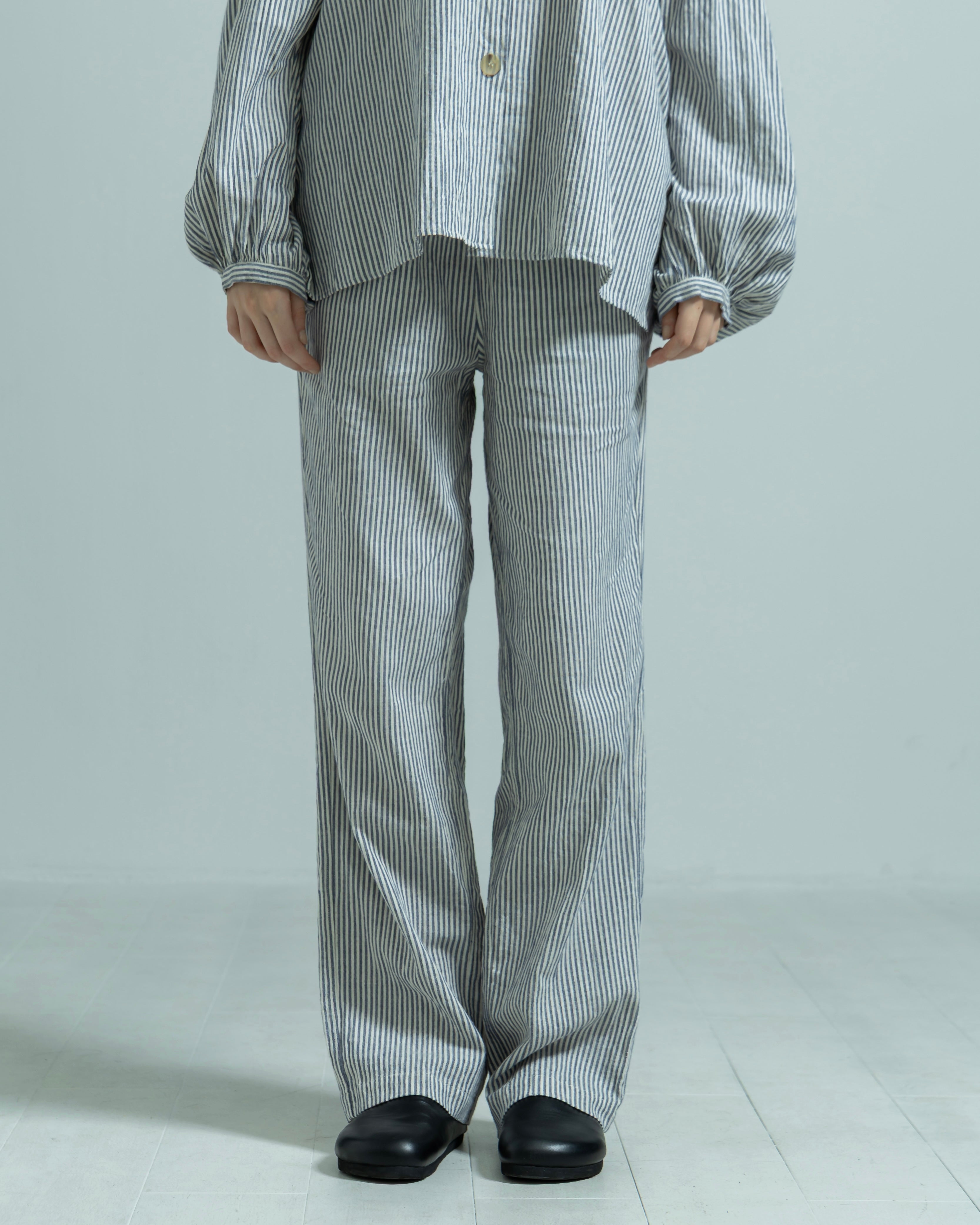 COTTON LINEN STRIPE EASY WIDE PANTS（コットンリネンストライプイージーワイドパンツ）｜BIYOMA（ビヨーマ）OFFICIAL ONLINE STORE