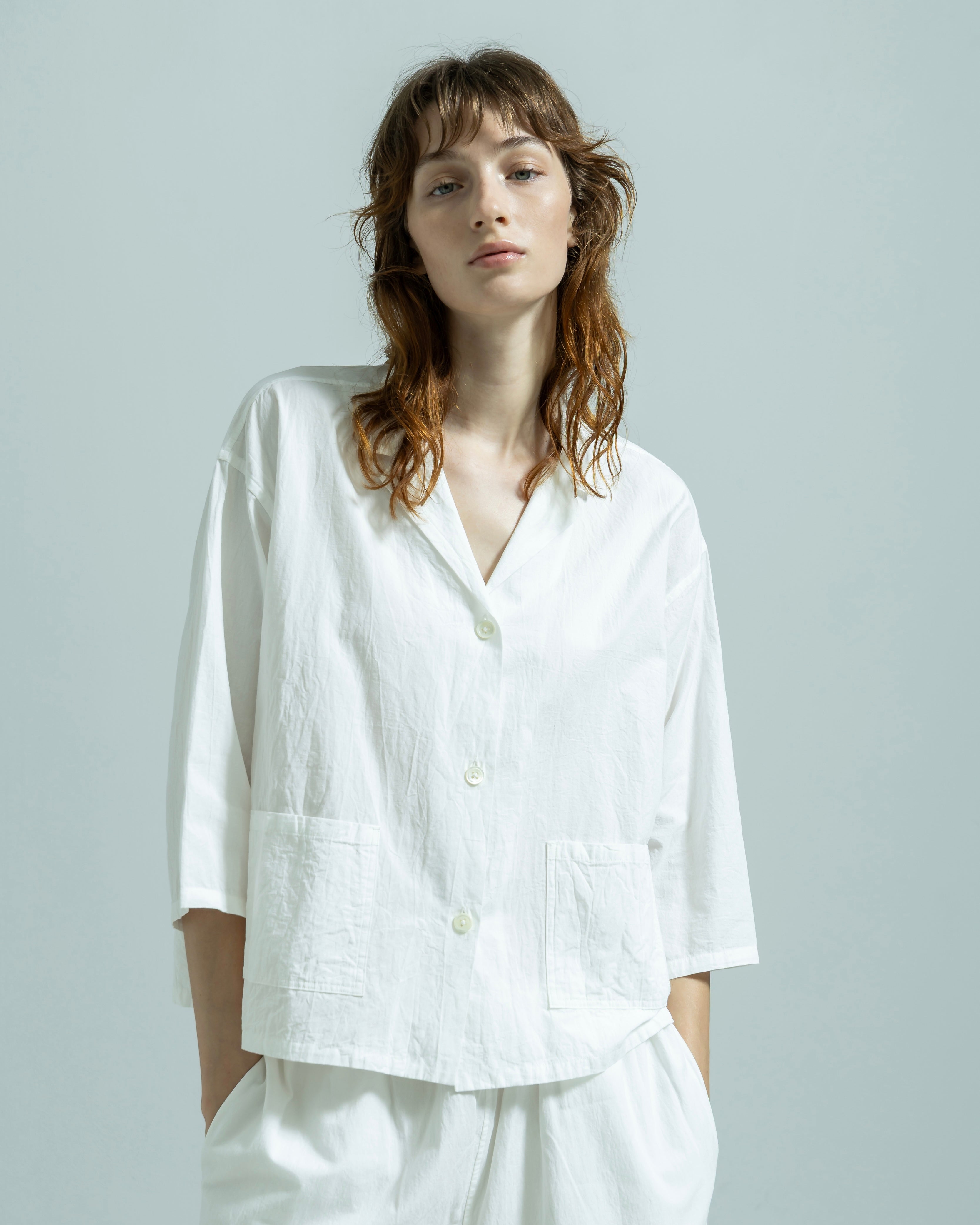 COTTON LINEN W OPEN POCKET COLLAR SHIRT（コットンリネンダブルオープンポケットシャツ）｜BIYOMA（ビヨーマ）OFFICIAL ONLINE STORE