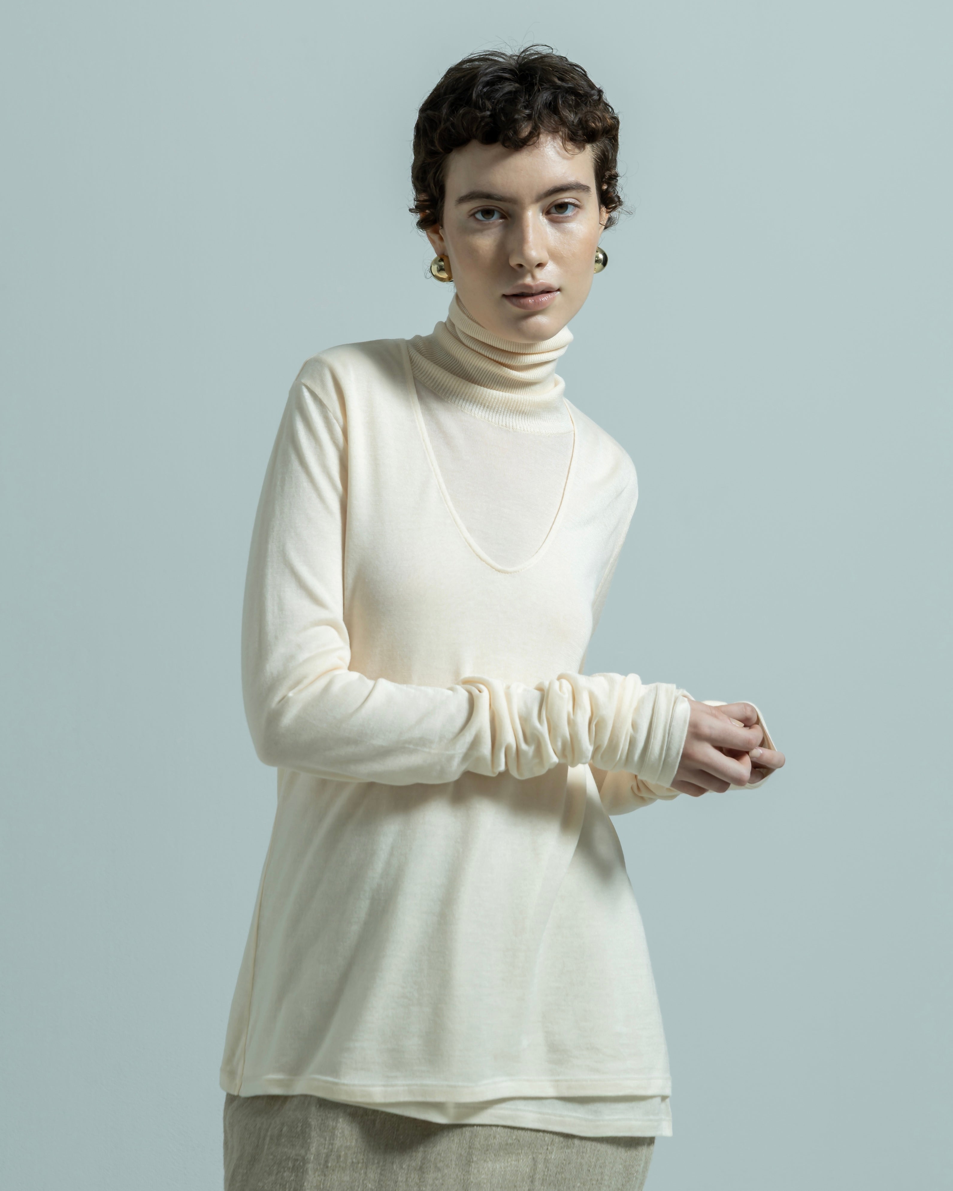 LYOCELL CASHMERE V NECK KNIT PULLOVER（リヨセルカシミヤブイネックプルオーバー）｜BIYOMA（ビヨーマ）OFFICIAL ONLINE STORE